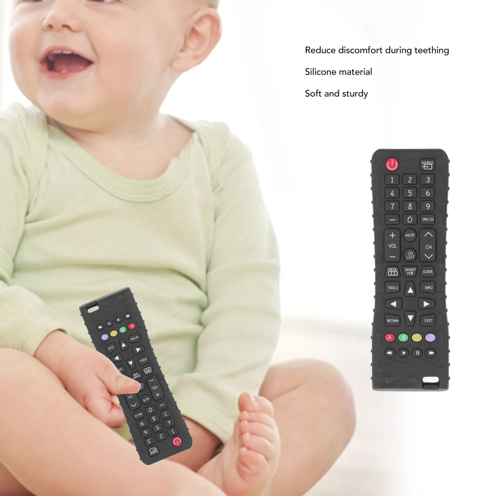 Baby Teether Toys - Silicone Teething Toy with Remote Control Buttons for Infants & Toddlers | Educational Sensory Toy for Soothing Sore Gums - Perfect for Home, Travel & Daycare Use