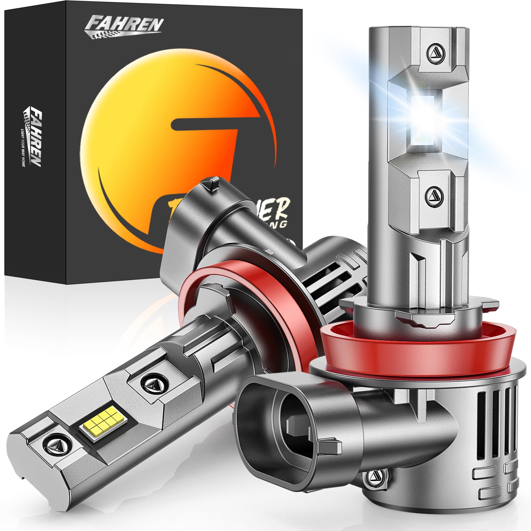 Fahren Upgraded H11 LED Bulbs - 38,000LM Super Bright, 6500K Cool White, 60,000 Hours Lifespan - Direct Replacement for H8/H9/H11 - Perfect for Fog Lights & Night Driving (Pack of 2)