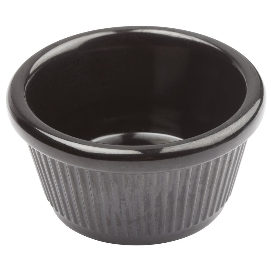 Winco 3 Oz Fluted Melamine Ramekin - Durable Black Serving Dish for Desserts, Dips & Side Dishes - Perfect for Restaurants, Catering & Home Use