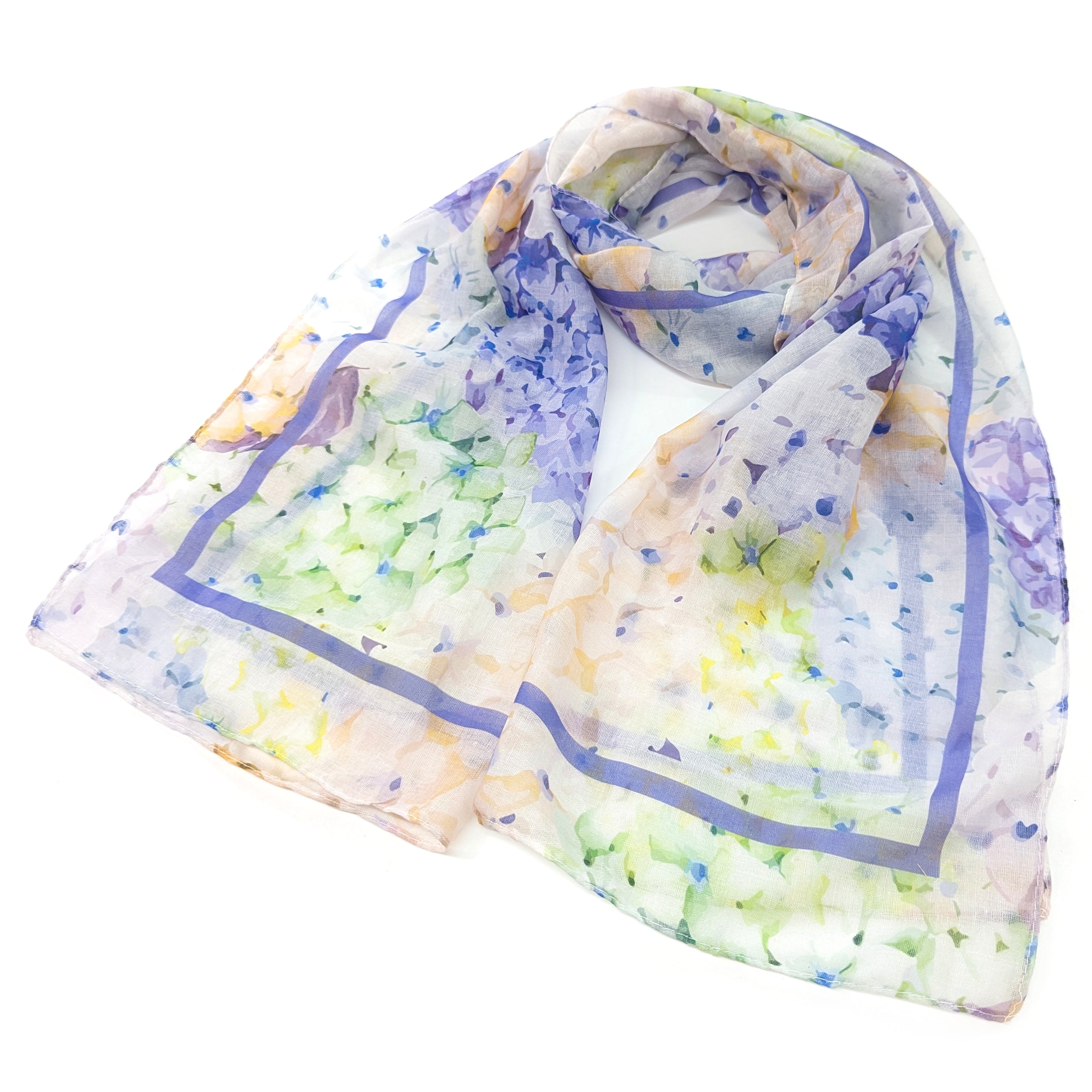 Stylish Hydrangea Print Ladies Fashion Scarf - Soft Womens Wrap Shawl for Spring Outfits, Office Wear & Special Occasions