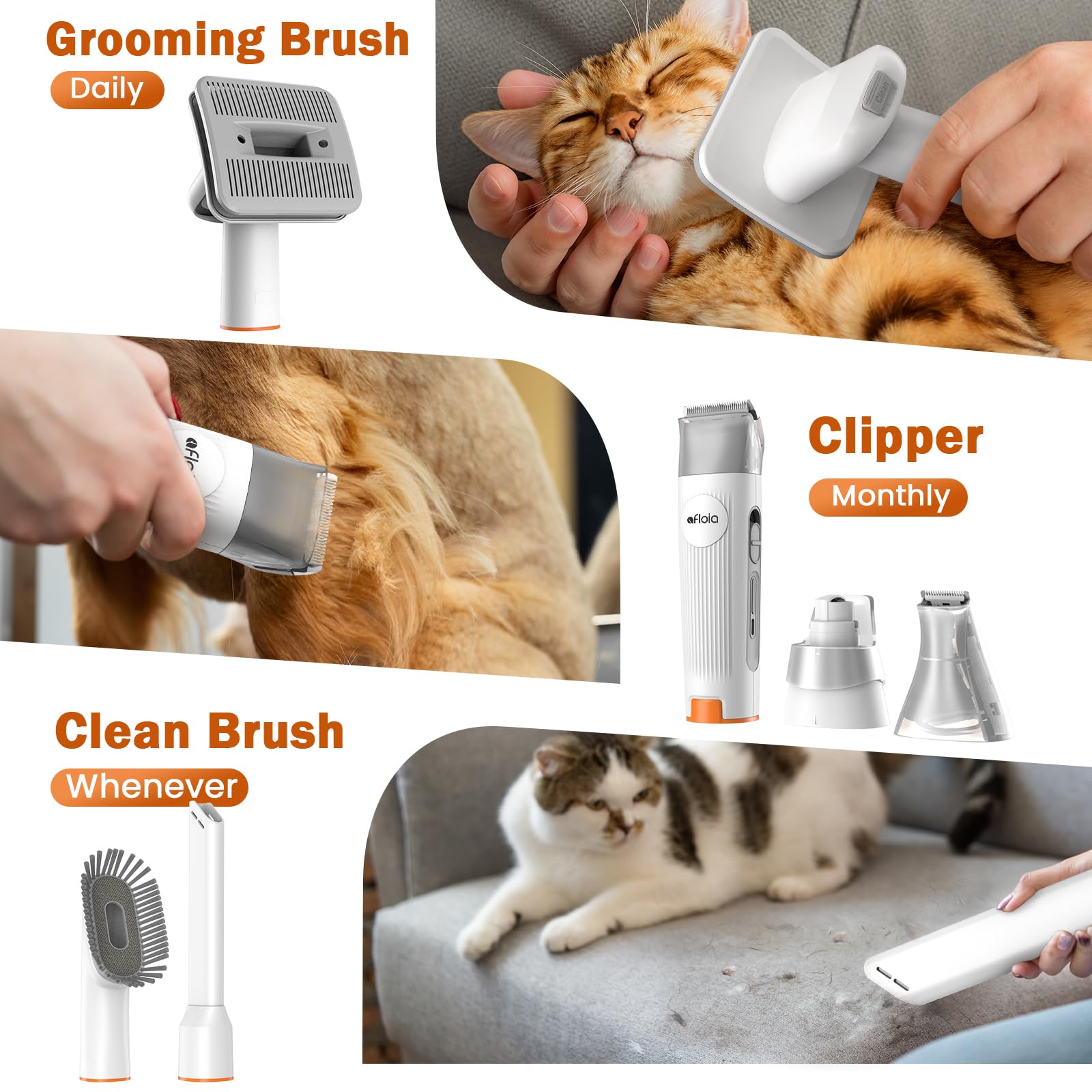 **Afloia Dog Grooming Kit - 6-in-1 Pet Grooming Vacuum, Low Noise Dog Clippers, Nail Trimmer & Shedding Brush for Dogs & Cats - Perfect for Home Pet Grooming & Hair Removal**