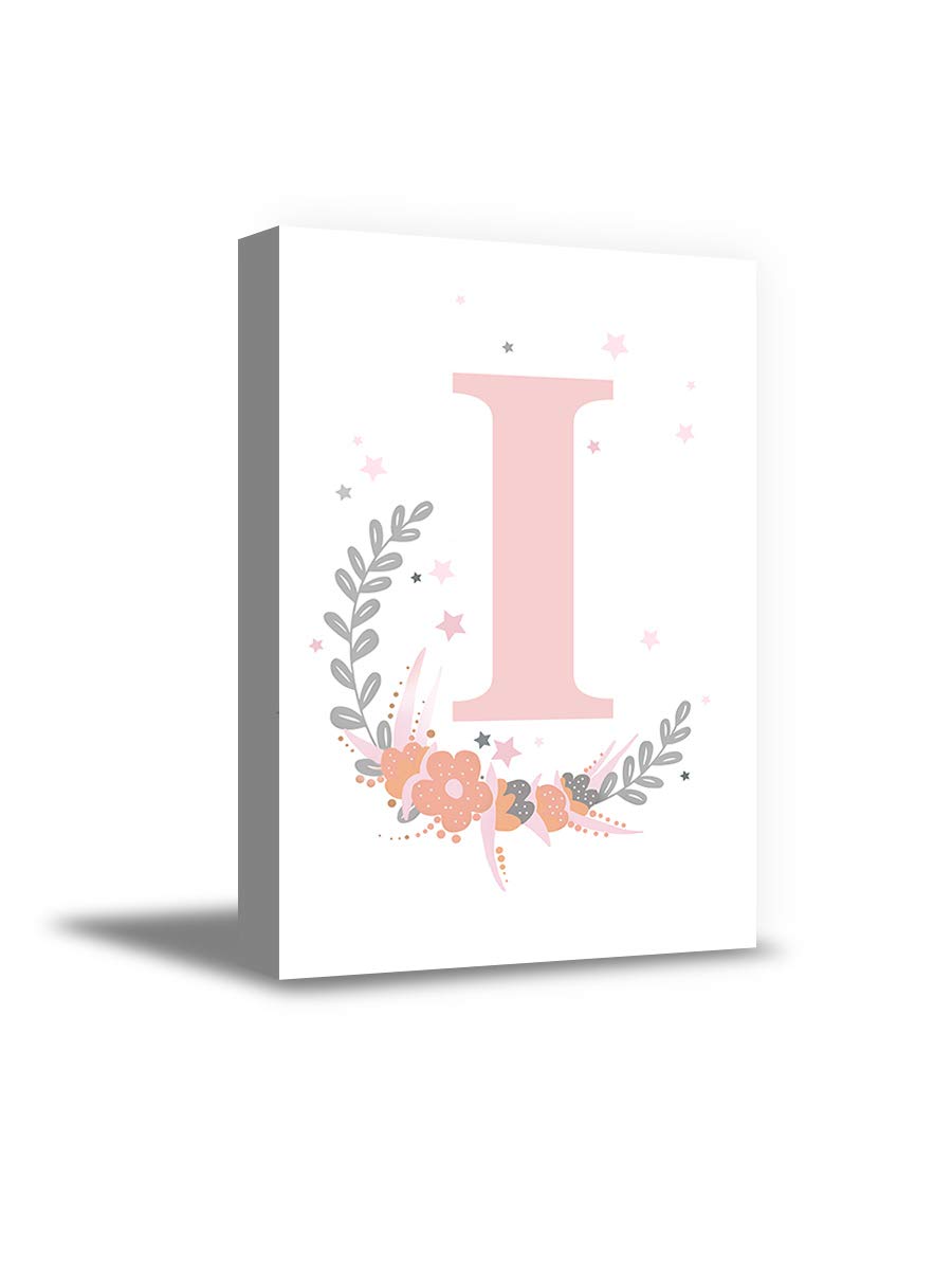Pink Floral Initial Letter I Nursery Wall Art - 8