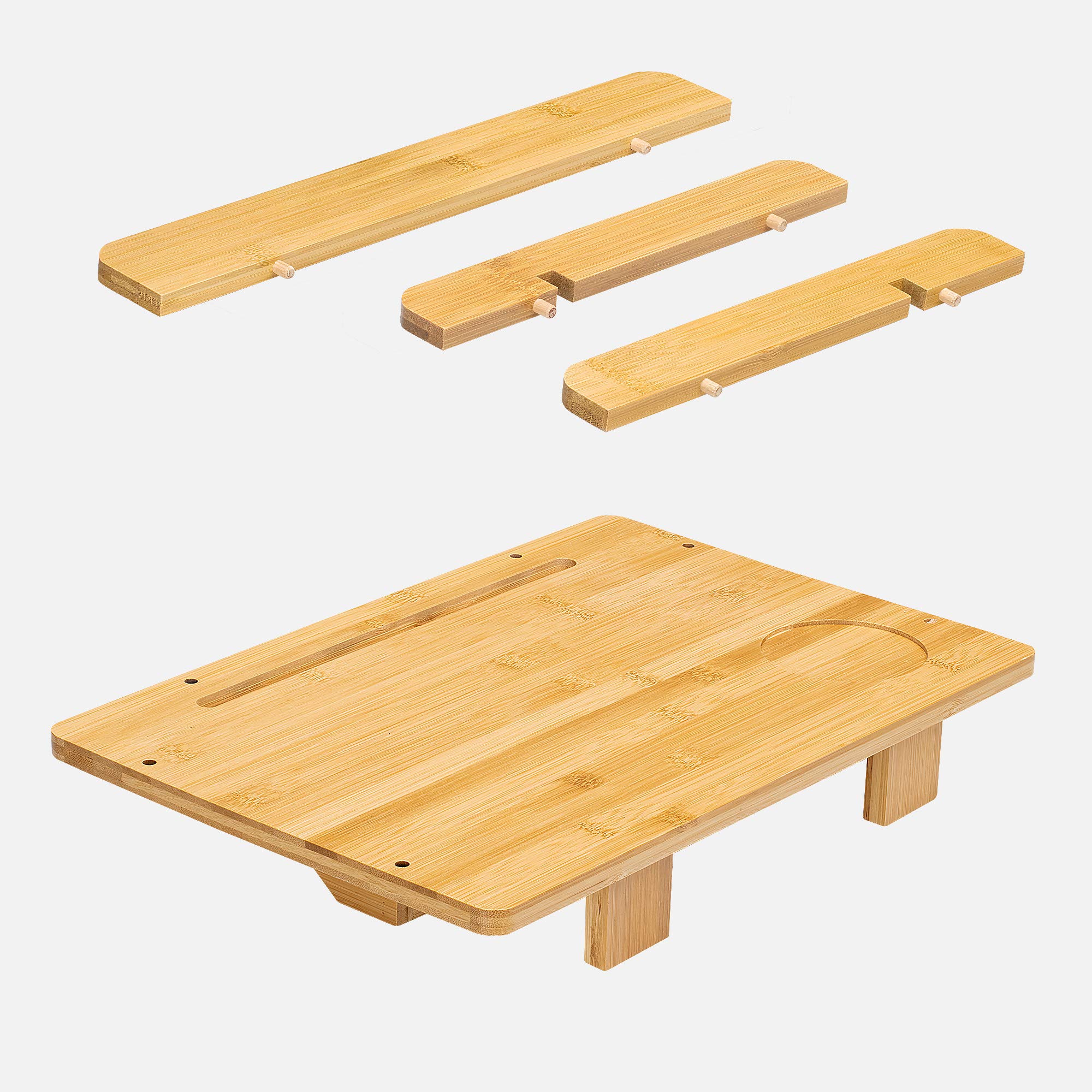 Navaris Bamboo Bedside Shelf - Nightstand for College Dorm, Loft & Bunk Beds - Easy Install Bed Frame Side Tray with Natural Finish - Perfect for Small Spaces, Bedside Storage & Organization