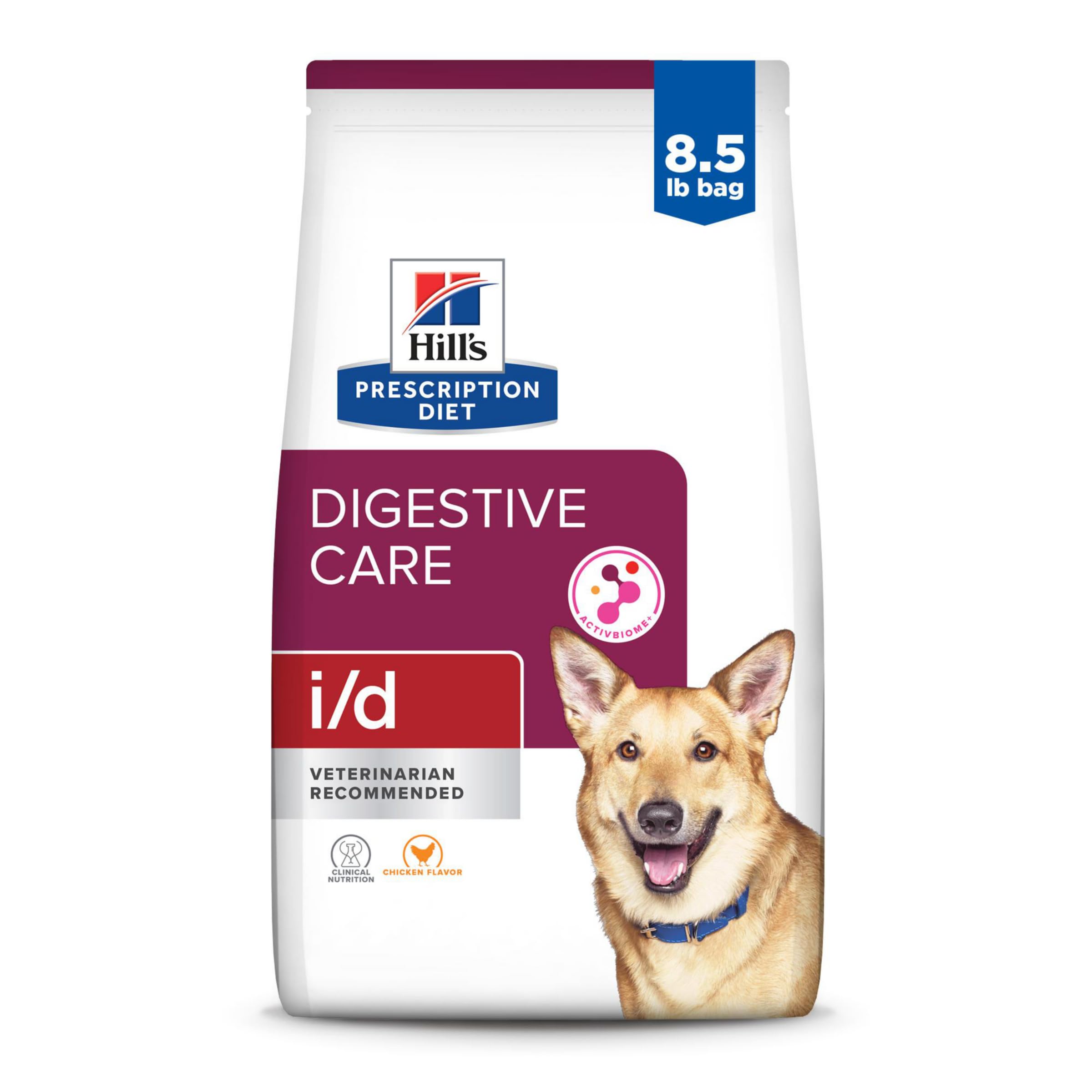 Hill's Prescription Diet i/d Digestive Care Chicken Flavor Dry Dog Food - Vet Recommended for Sensitive Stomach & Digestive Issues - 8.5lb Bag - Perfect for Dogs with Upset Stomach, Diarrhea or Recovery After Surgery
