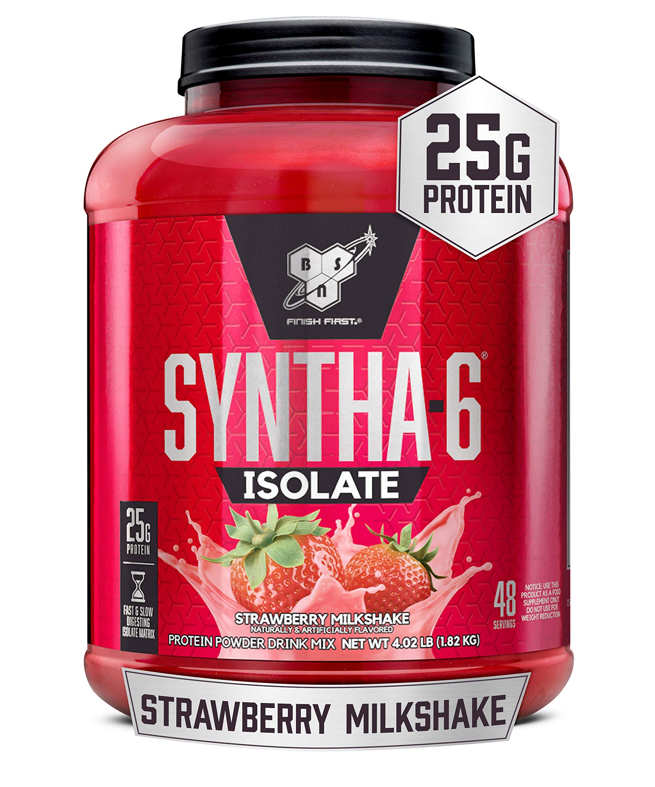 BSN SYNTHA-6 Whey Protein Isolate Powder | Strawberry Milkshake Flavor | 48 Servings | High-Quality Protein for Muscle Recovery & Growth | Perfect for Post-Workout, Meal Replacement & Fitness Enthusiasts