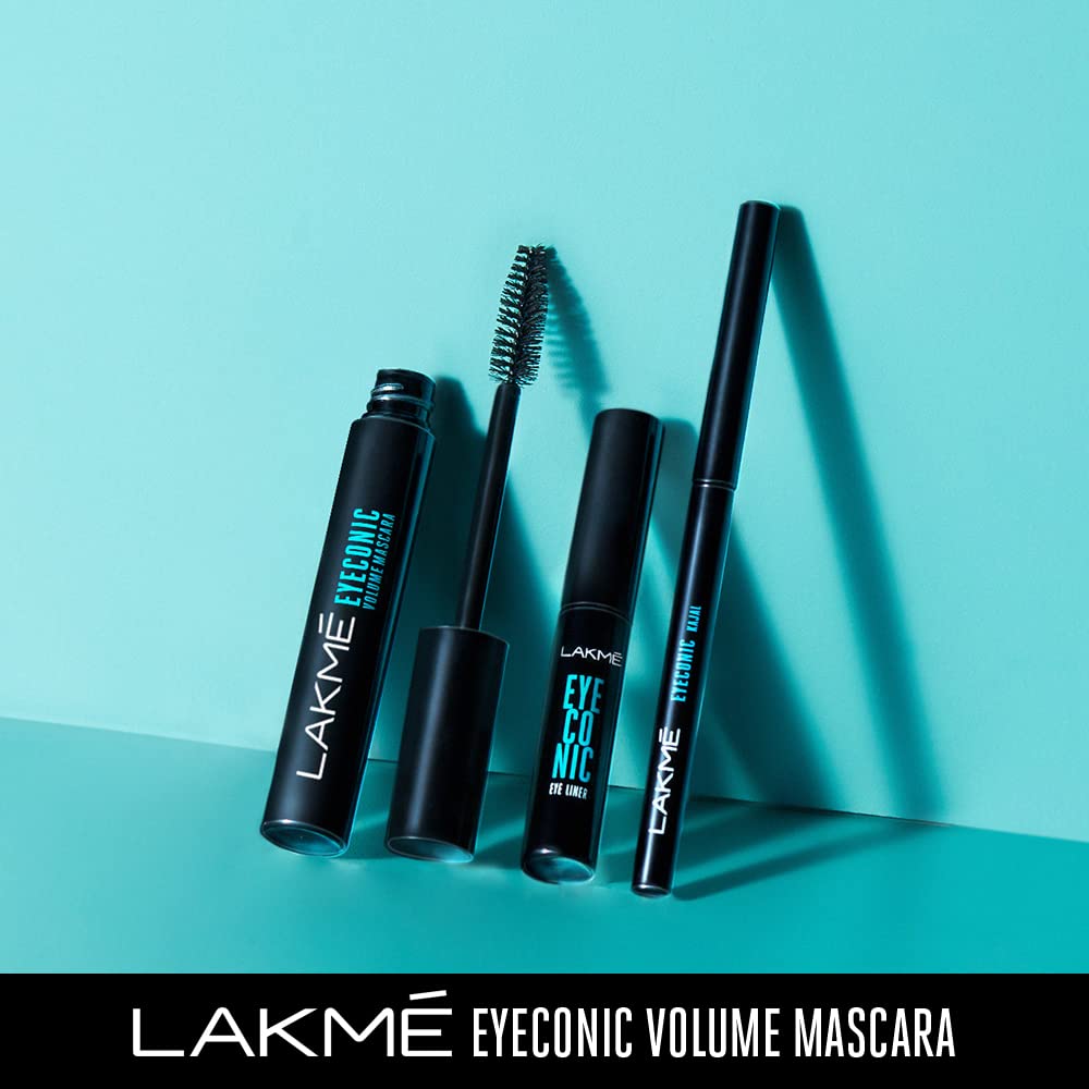 Lakmé Eyeconic Volumizing Mascara - 8.5ml Black Lengthening & Volumizing Mascara for Dramatic Lashes | Perfect for Day to Night Makeup Looks