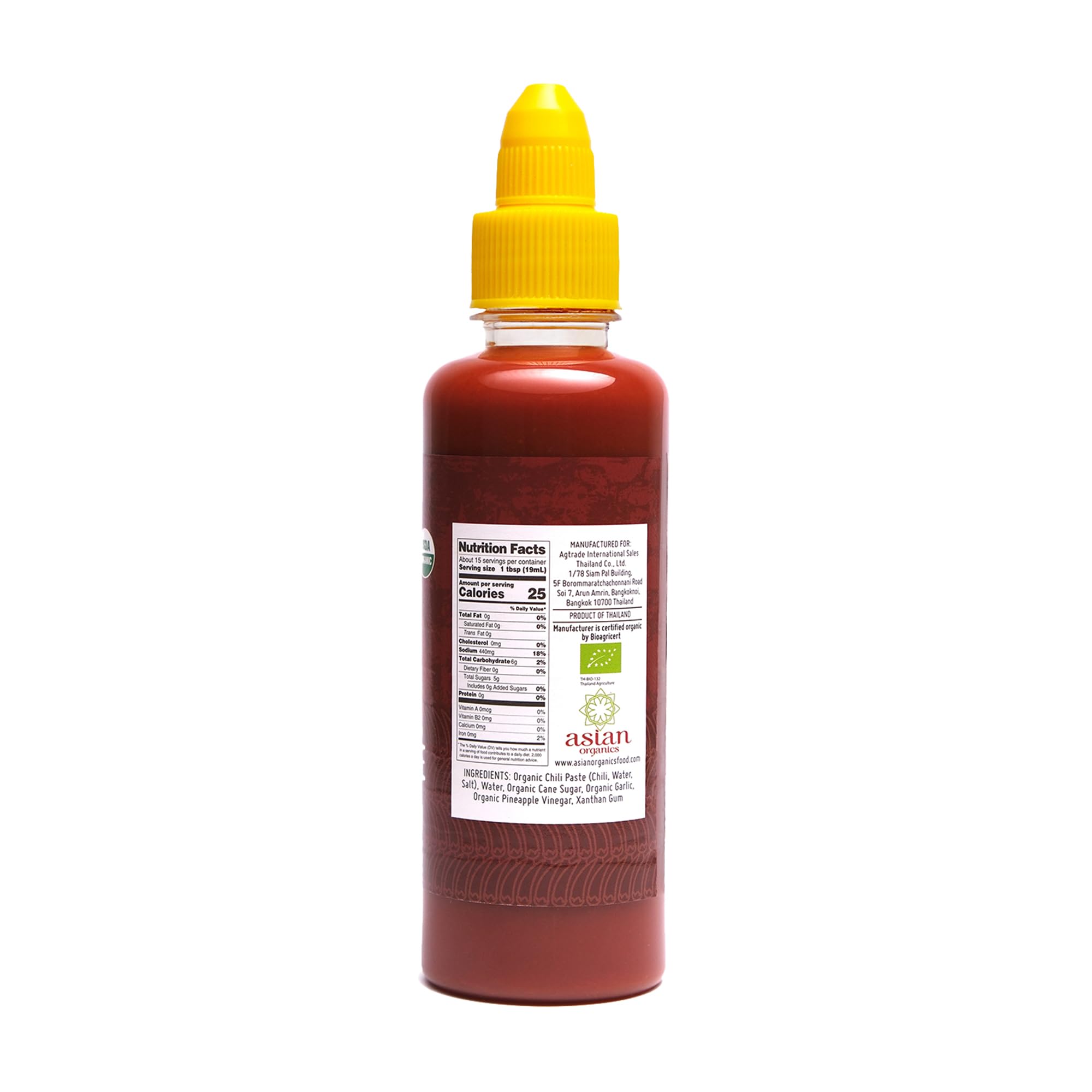 Organic Sriracha Hot Chili Sauce - USDA Certified, Non-GMO, Gluten-Free, No MSG - Authentic Thai Chili Sauce (9.47oz/280mL) - Perfect for Asian Cuisine, Stir-Fries, Noodles & Spicy Food Lovers