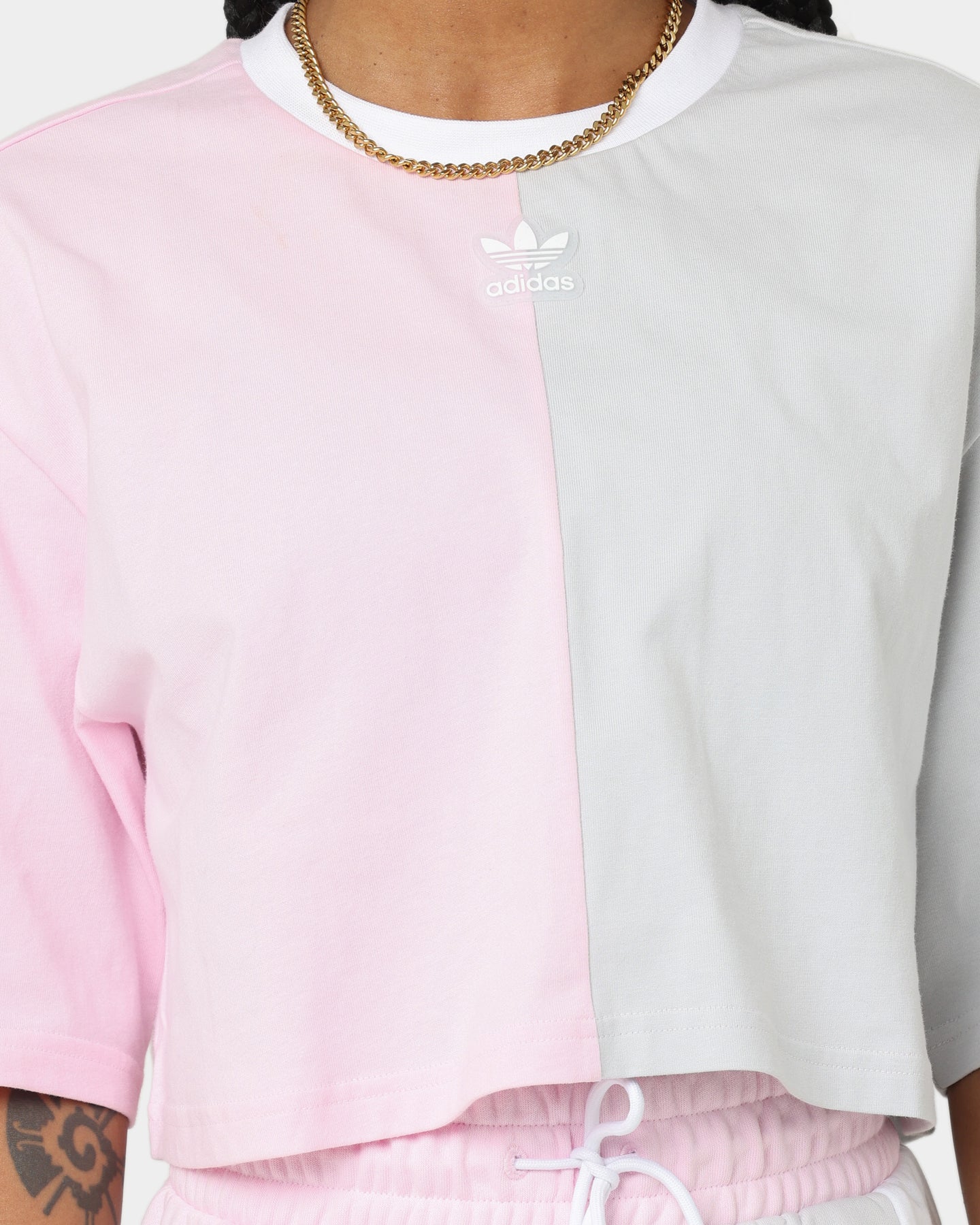 Adidas Women's Cropped T-Shirt - Soft Pink Cotton Casual Top for Running, Yoga & Streetwear Fashion