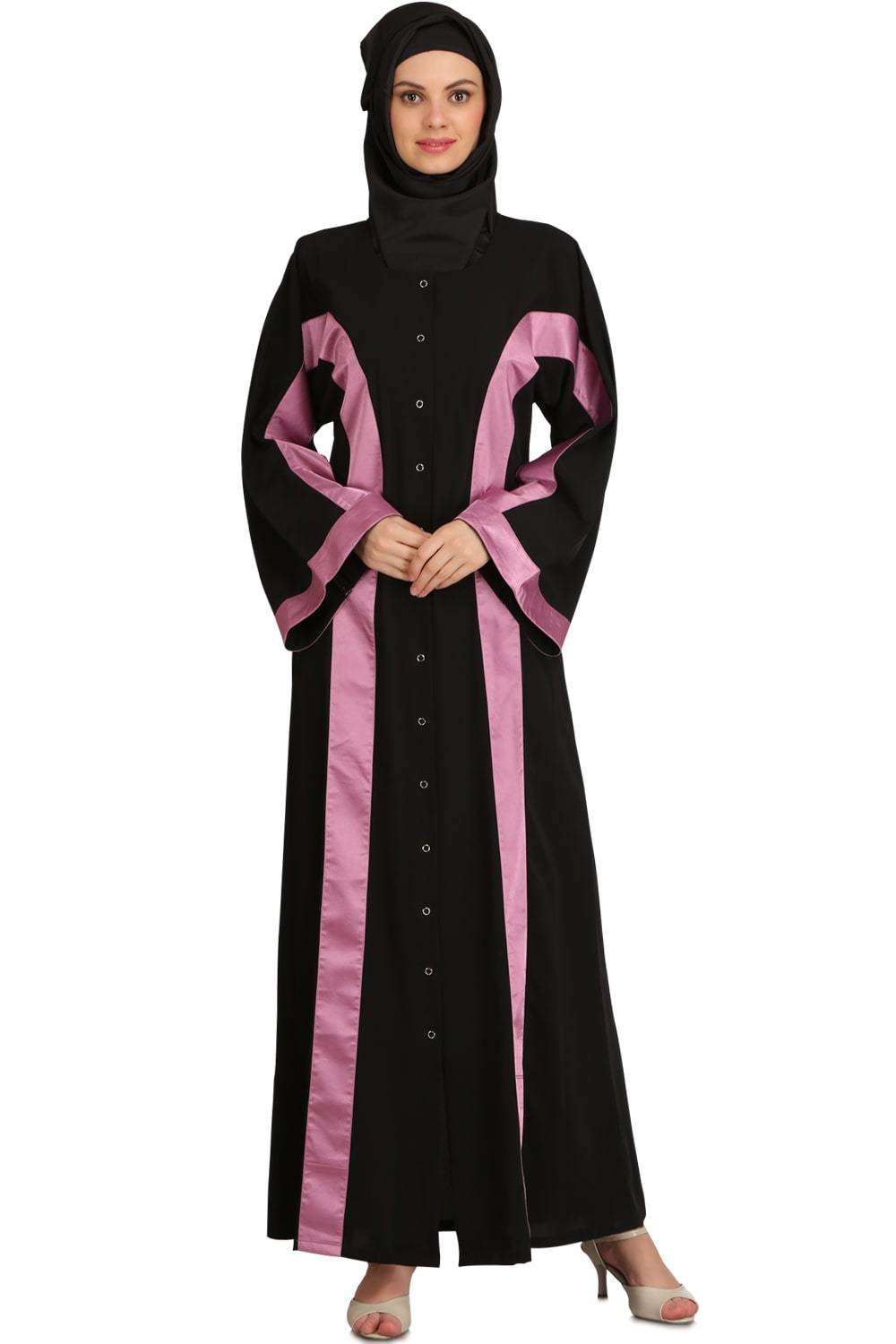 Elegant Black Front Open Dubai Abaya for Women - Modest Islamic Dress for Prayer, Mosque, and Special Occasions