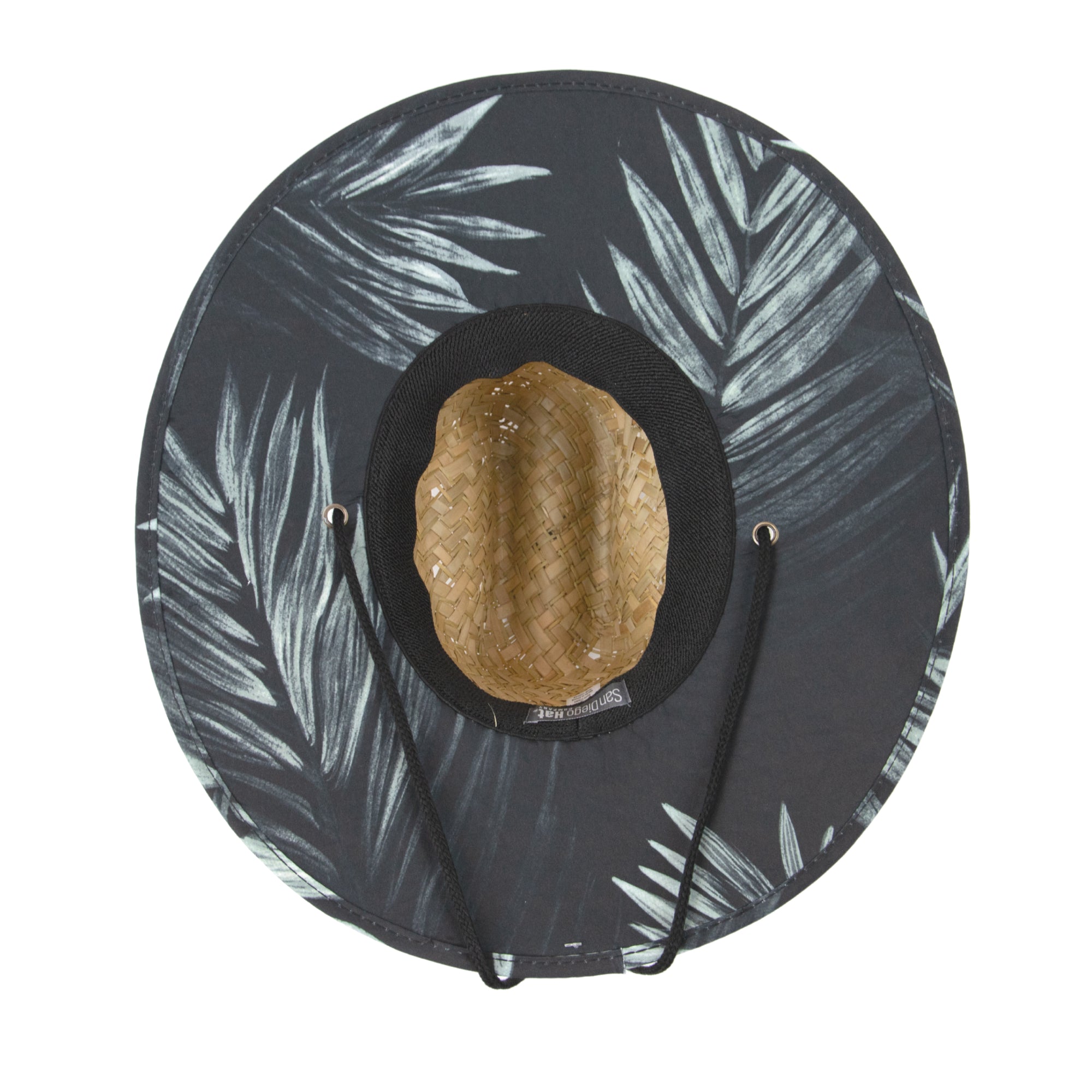 Men's Straw Lifeguard Hat with Palm Print - Beach, Pool, and Summer Outdoor Sun Protection Accessory