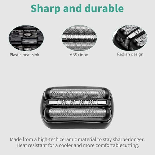 Braun 21B Replacement Foil Head for 395CC & 320S-3 Wet/Dry Electric Shaver - Compatible with Braun Series 3, 5 & 7 Shavers - Perfect for Travel, Gym & Daily Shaving