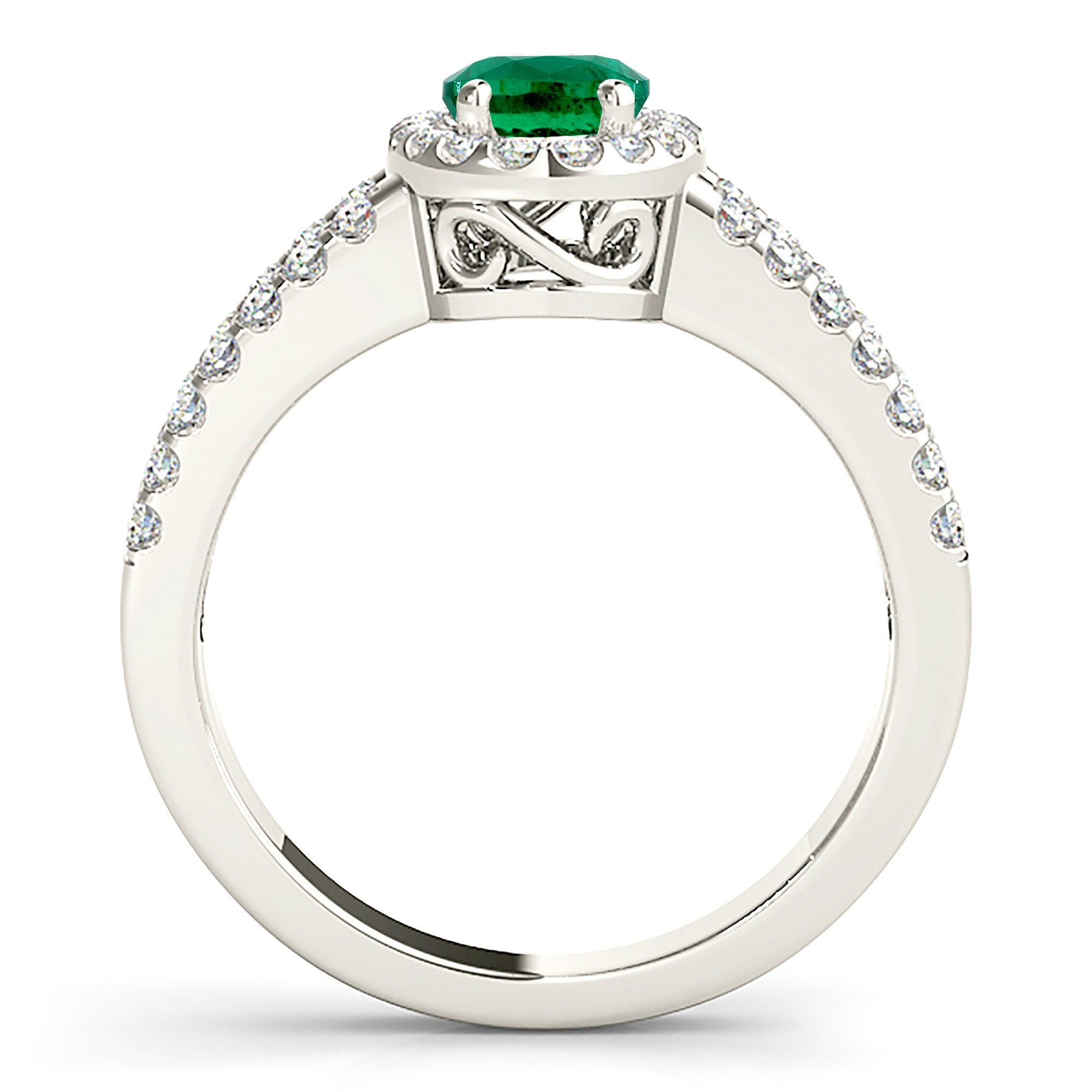 2.00 Carat Genuine Oval Emerald Ring with Halo & Diamond Split Shank - Elegant Engagement, Wedding, Anniversary Gift for Women