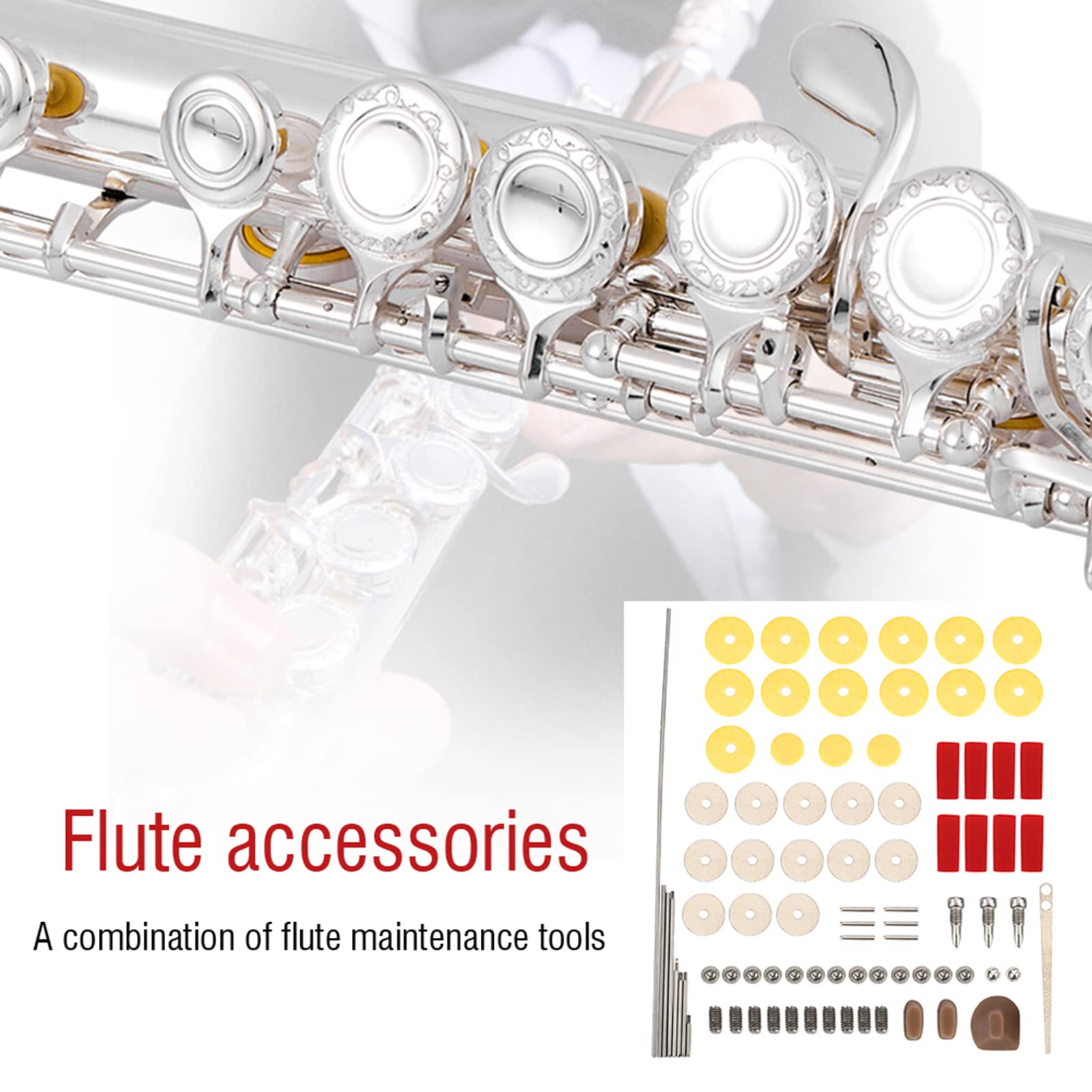 **Metal Flute Accessory Kit - Practical Flute Pad Repair Set for Beginner Flute Players & DIY Musicians - Perfect for Flute Maintenance & Home Music Practice**