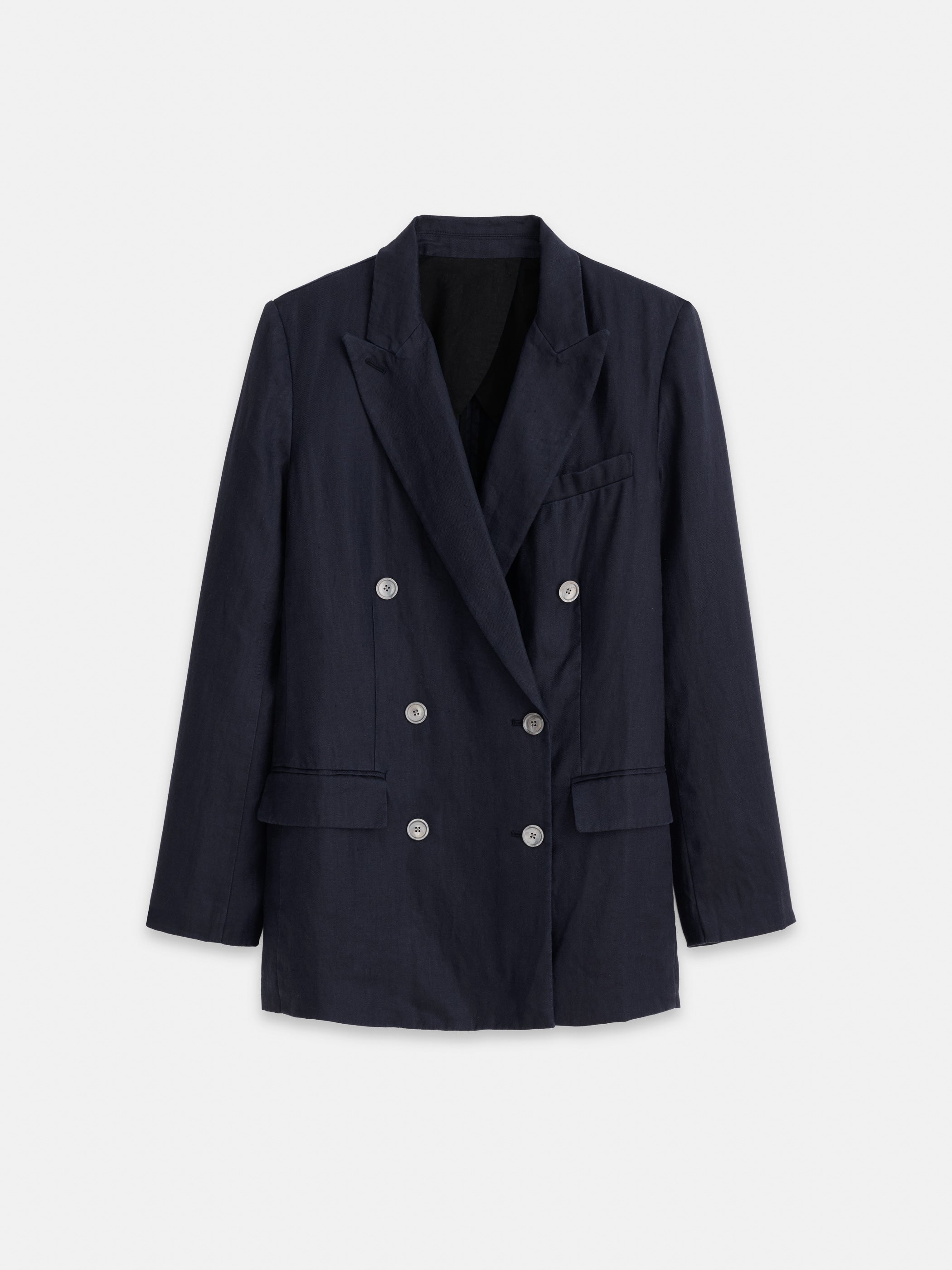 Anna Women's Double Breasted Linen Blazer - Elegant Office Wear & Spring Business Casual Jacket for Work, Meetings, and Professional Events