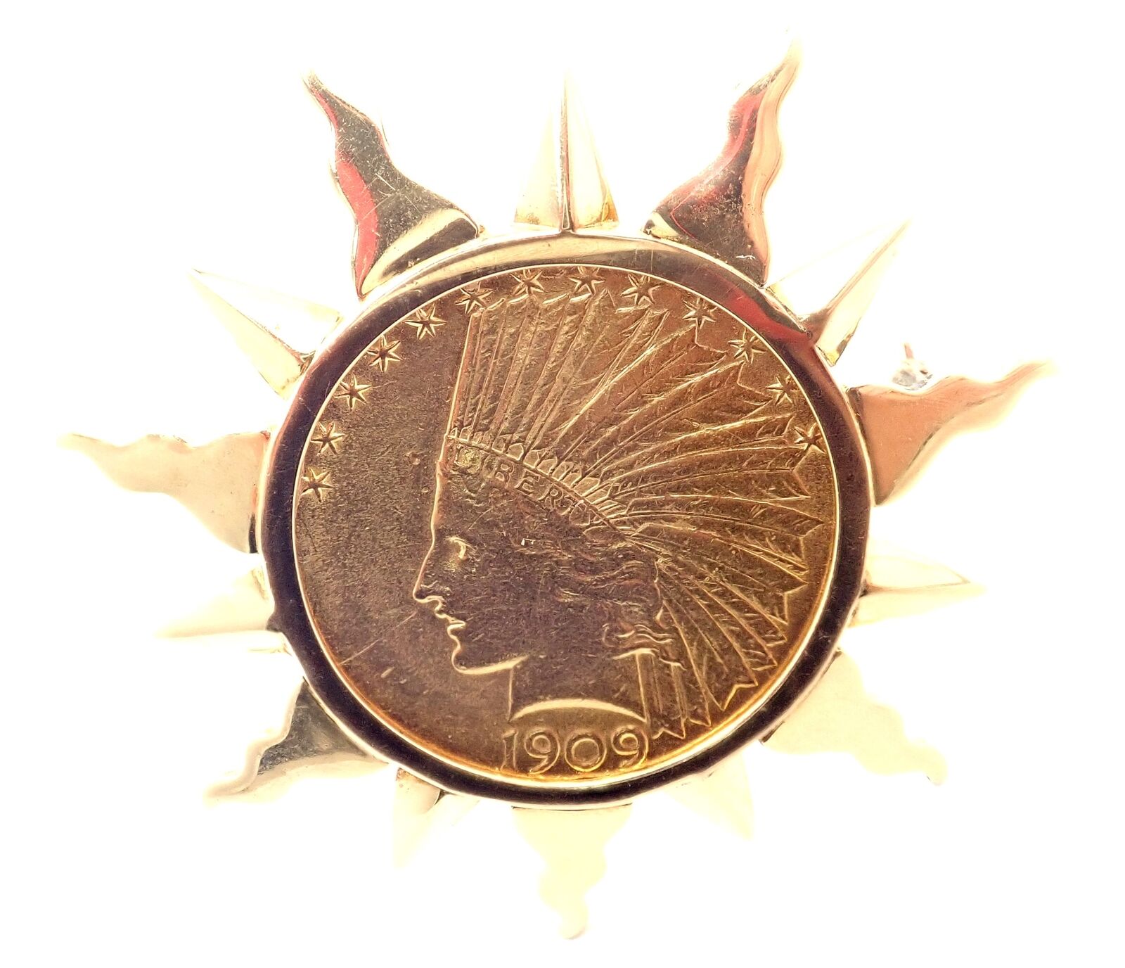 Authentic Verdura 18k & 22k Yellow Gold $10 US Coin Pin Brooch - Vintage Jewelry for Collectors & Special Occasions