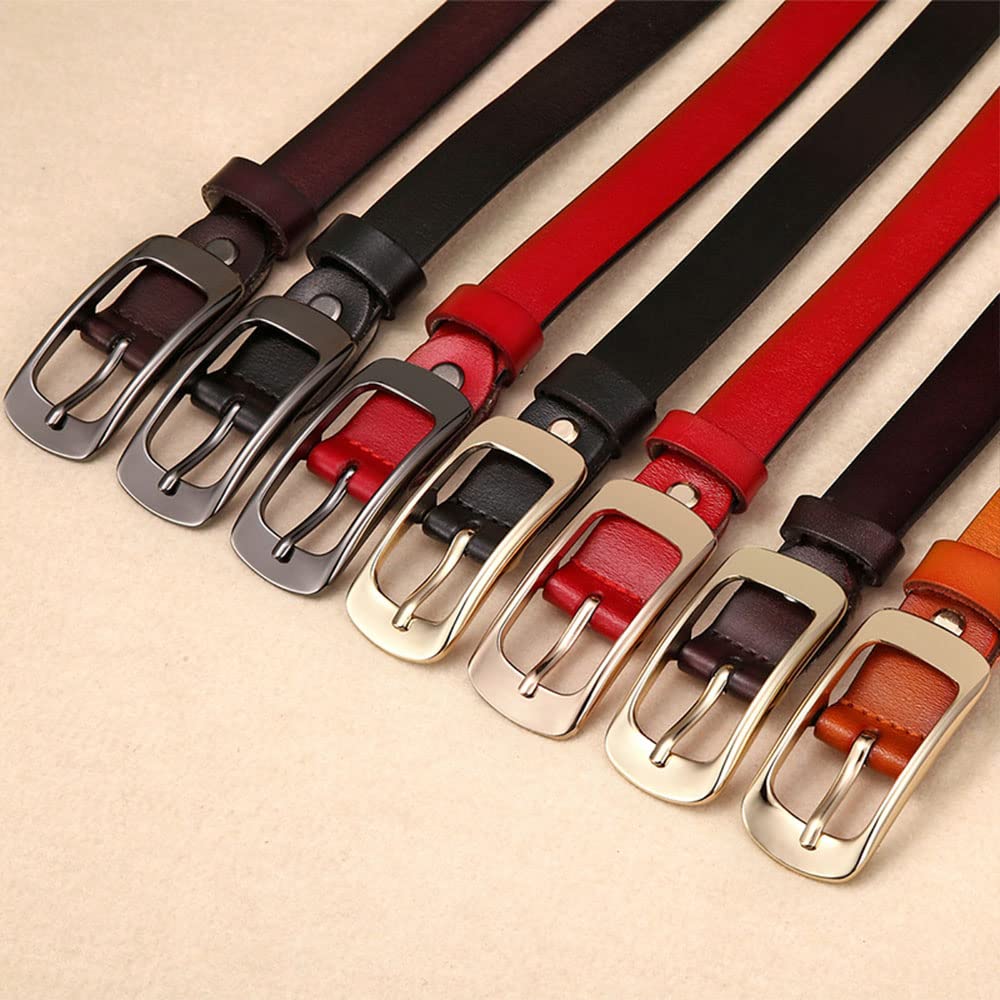 Genuine Leather Women's Belt for Jeans, Pants & Dresses - Adjustable Waist Belt with Pin Buckle - Perfect for Casual, Office & Evening Outfits