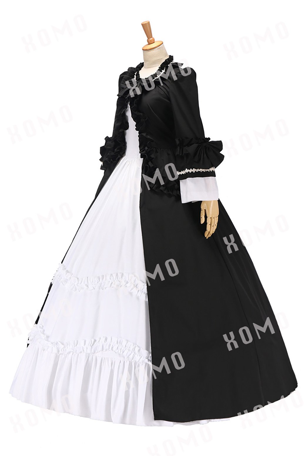 Elegant Colonial Renaissance Vintage Gothic Lolita Ball Gown - Black & White Cotton Dress for Cosplay, Tea Parties & Victorian Events