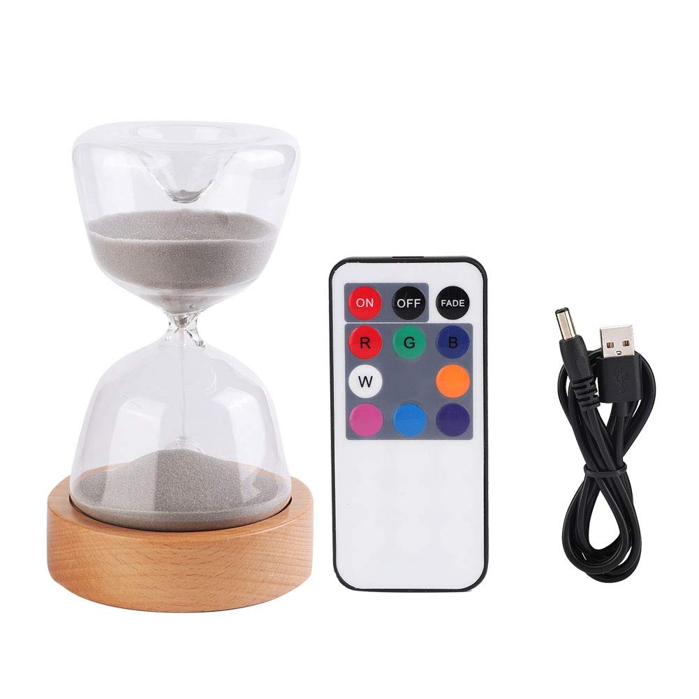 2 in 1 Hourglass Sand Timer - 15 Minute LED Night Light with 7 Color Changing Modes, Decorative Desktop Sandglass for Home Office Meditation & Stress Relief