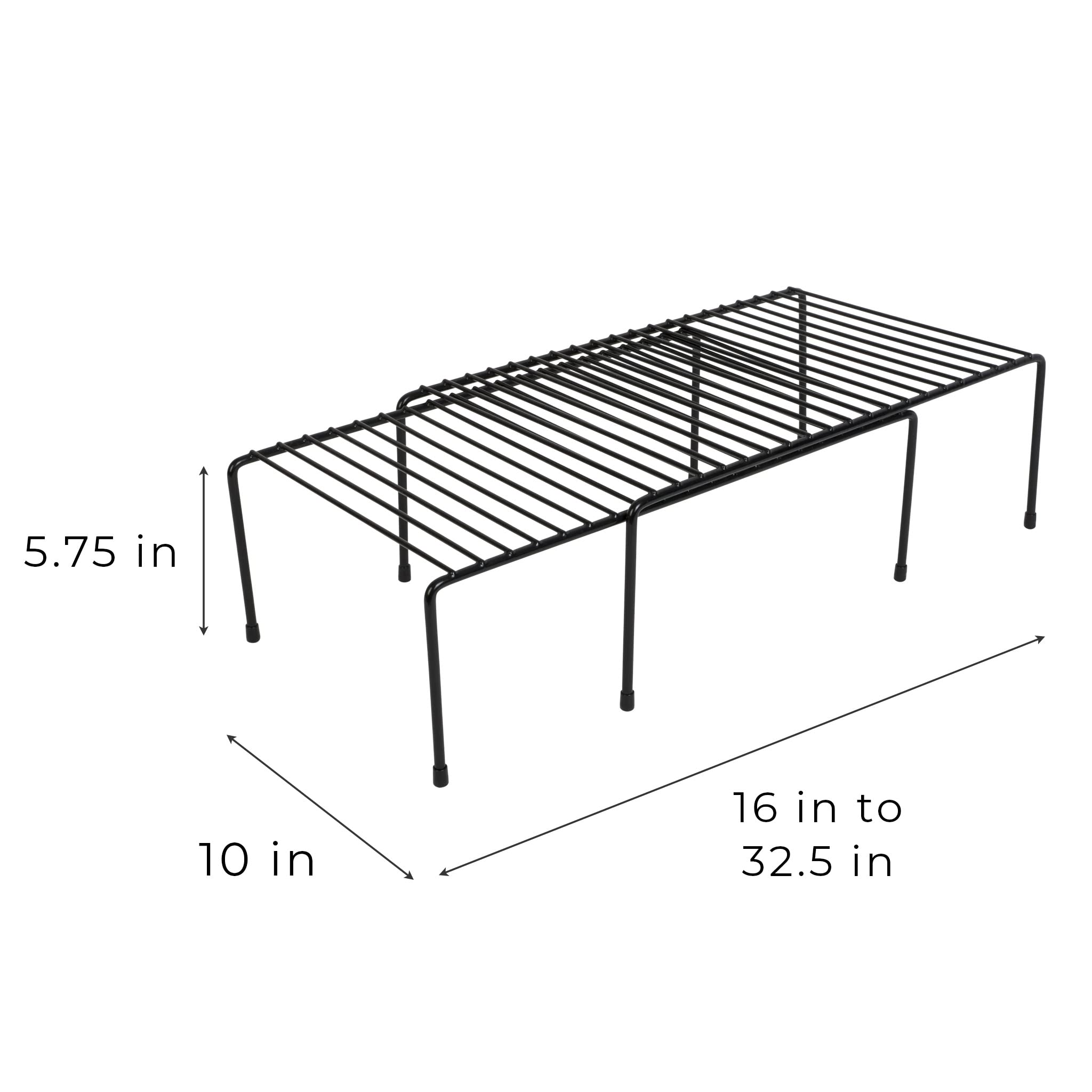 Smart Expandable Storage Rack - Durable Metal Wire Organizer with Scratch-Resistant Feet for Kitchen Counter, Bathroom, Cabinet - Perfect for Dishes, Plates, Medicine & More - 16