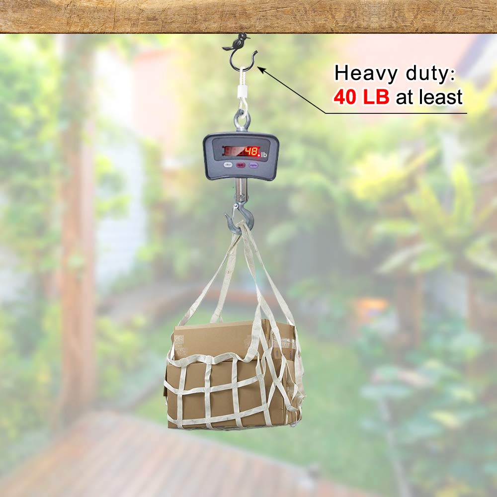 Dolibest 20PCS Black Wind Chime Hooks - Heavy Duty Wall & Ceiling Hooks for Hanging Plants, Wind Chimes, Fairy Lights & Home Decor - Easy Release Outdoor Hanging Hooks for Patio, Garden & Balcony Decoration