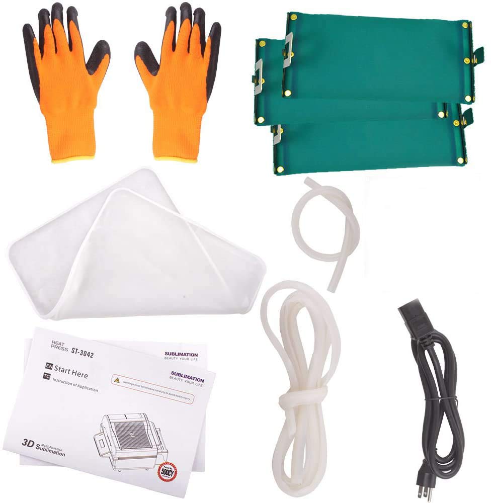 TECHTONGDA 3D Vacuum Heat Press Machine for Sublimation Printing - Multifunctional Heat Transfer Press Kit with Rubber Clamps & Water Bottles (110V) - Perfect for T-Shirts, Mugs, Plates & DIY Crafts