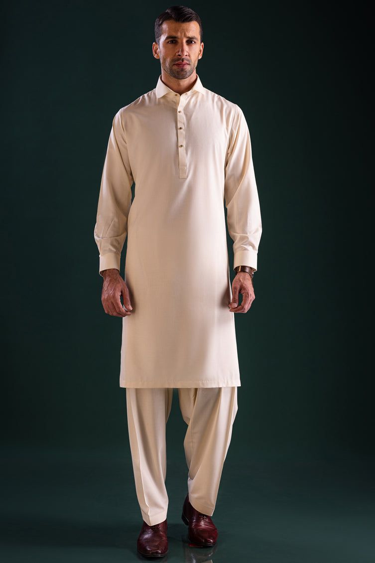 Blended Cream Shalwar Kameez Outfit for Women - Traditional Pakistani Dress for Cast & Crew - Perfect for Weddings, Festivals & Cultural Events