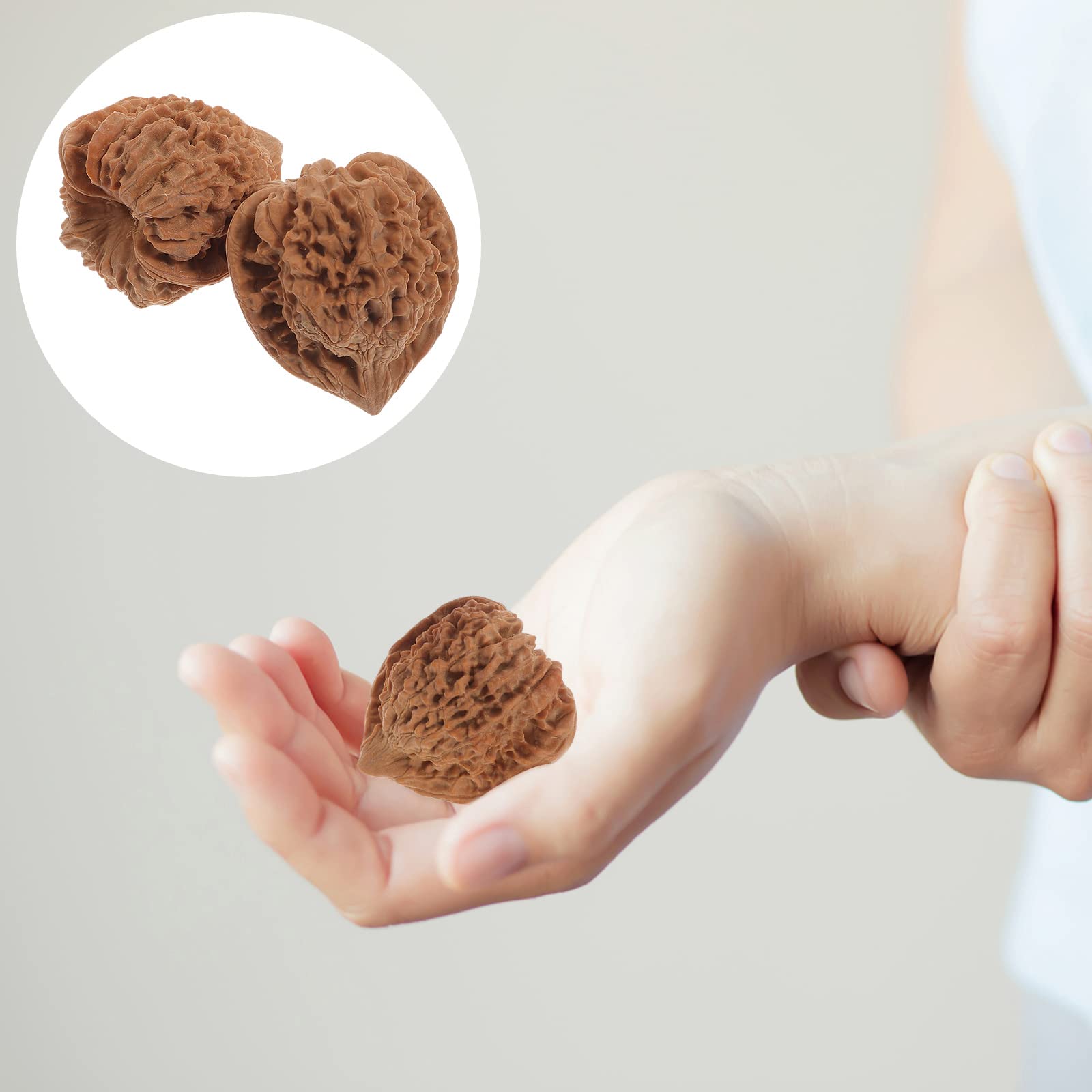 2pcs Wooden Baoding Balls - Walnut Shaped Chinese Stress Relief Balls for Hand Therapy, Self-Massage & Acupressure - 45mm Palm, Back & Foot Massager for Relaxation & Pain Relief - Perfect for Office, Home & Travel Use