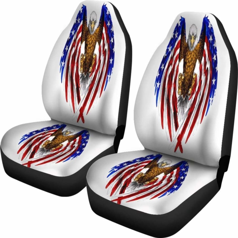 Premium American Bald Eagle Car Seat Covers - Heavy Duty Universal Fit for Trucks, SUVs & Sedans - Patriotic USA Flag Design - Perfect for Road Trips, Camping & Outdoor Adventures