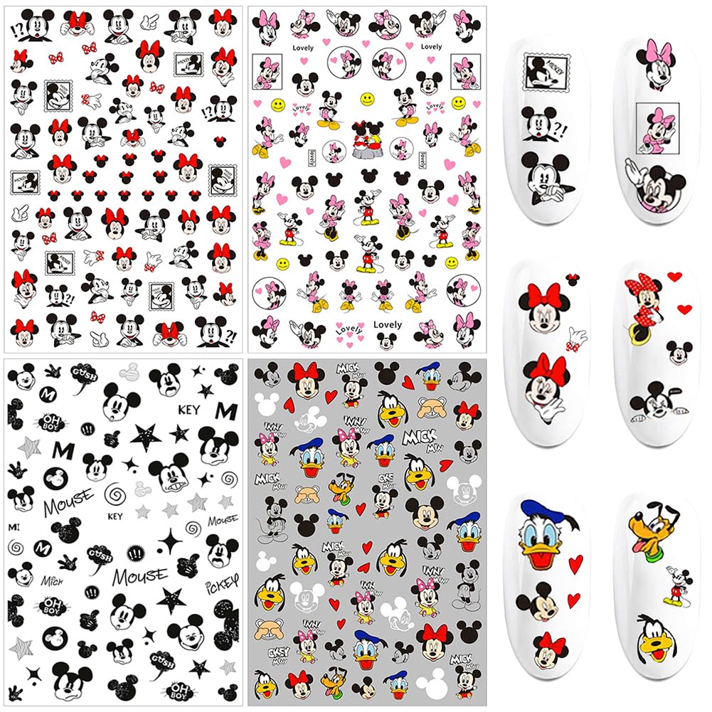 8pcs 3D Cute Nail Art Stickers - Self Adhesive Cartoon Nail Decals for Women, Girls & Kids - DIY Manicure Decorations for Parties, Gifts & Nail Art Design - Waterproof & Long Lasting Nail Supplies