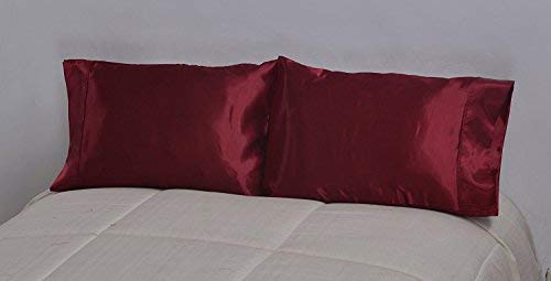 2-Pack Silky Satin Pillowcases - Super Strong, Wrinkle-Resistant (Queen, Wine) for Luxurious Sleep