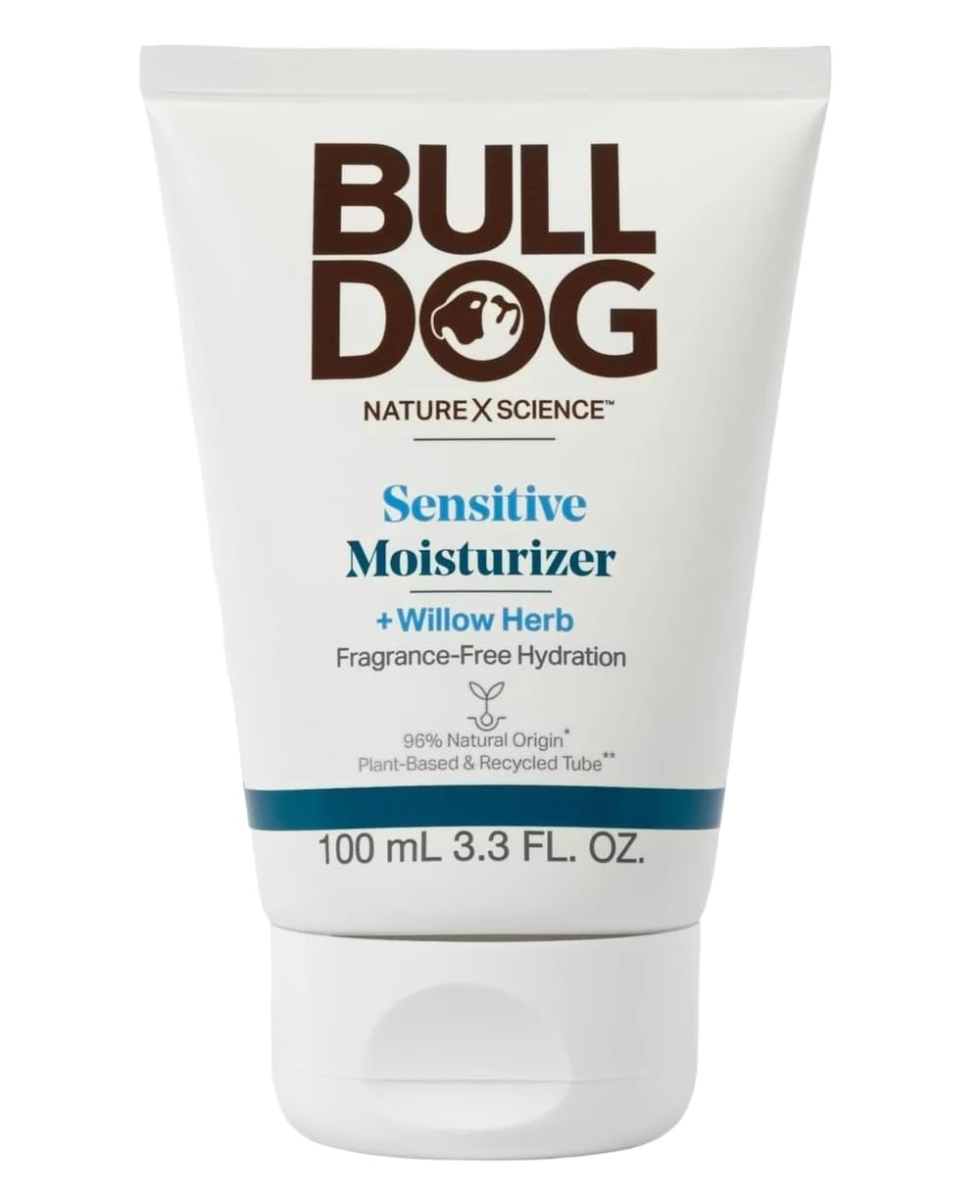 Bulldog Natural Skincare Moisturizer for Sensitive Skin - 3.3 oz (Pack of 2) - Hydrating Face Cream for Men, Daily Moisturizing Lotion for Dry & Irritated Skin - Perfect for Morning & Night Skincare Routine