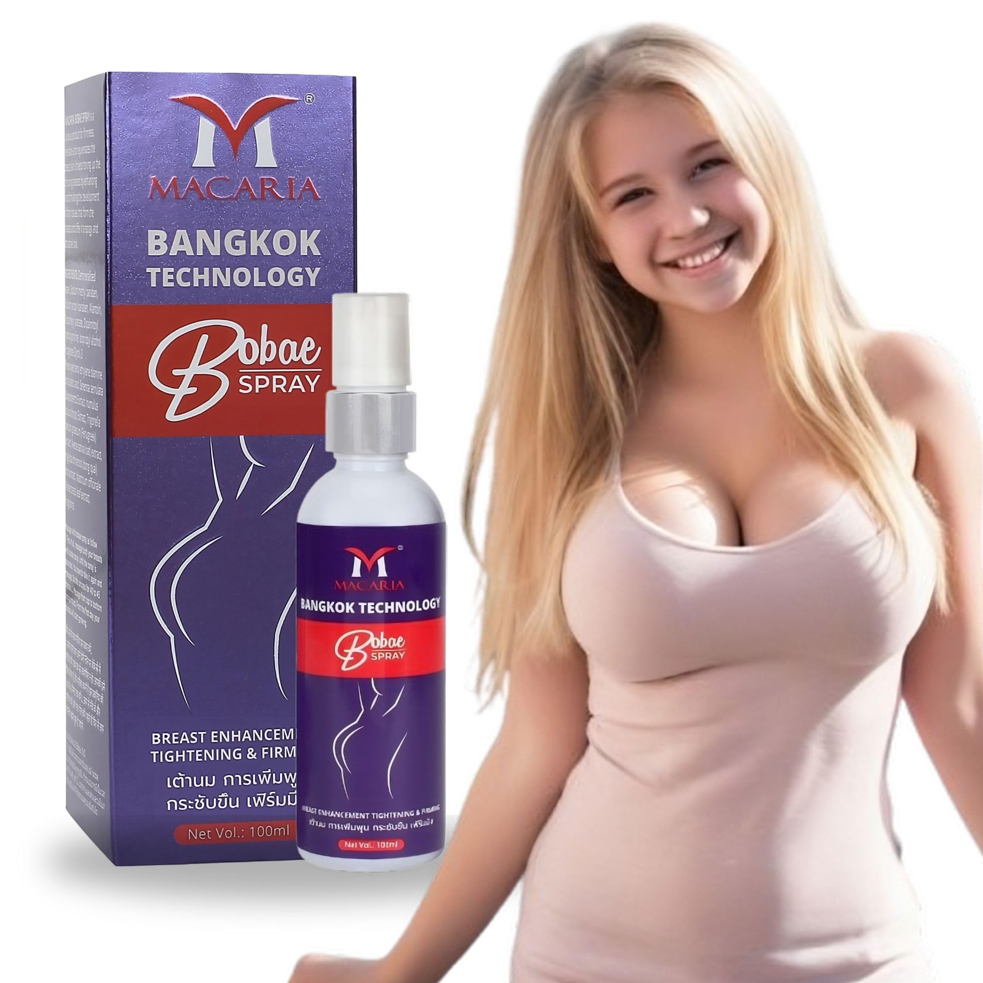 MACARIA Breast Enhancement Cream Spray - Natural Bust Firming & Lifting for Women | Fast Results | Perfect for Daily Use & Special Occasions