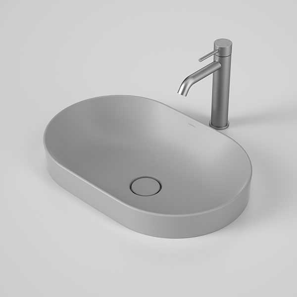 Caroma Liano II 530mm Modern Pill Inset Bathroom Basin - Matte Grey Finish for Contemporary Vanity & Powder Room Design