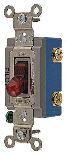 Hubbell Kellems 1-Pole Toggle Wall Switch with Pilot Light, Maintained Function - HBL1201PL | Perfect for Home, Office & Industrial Lighting Control