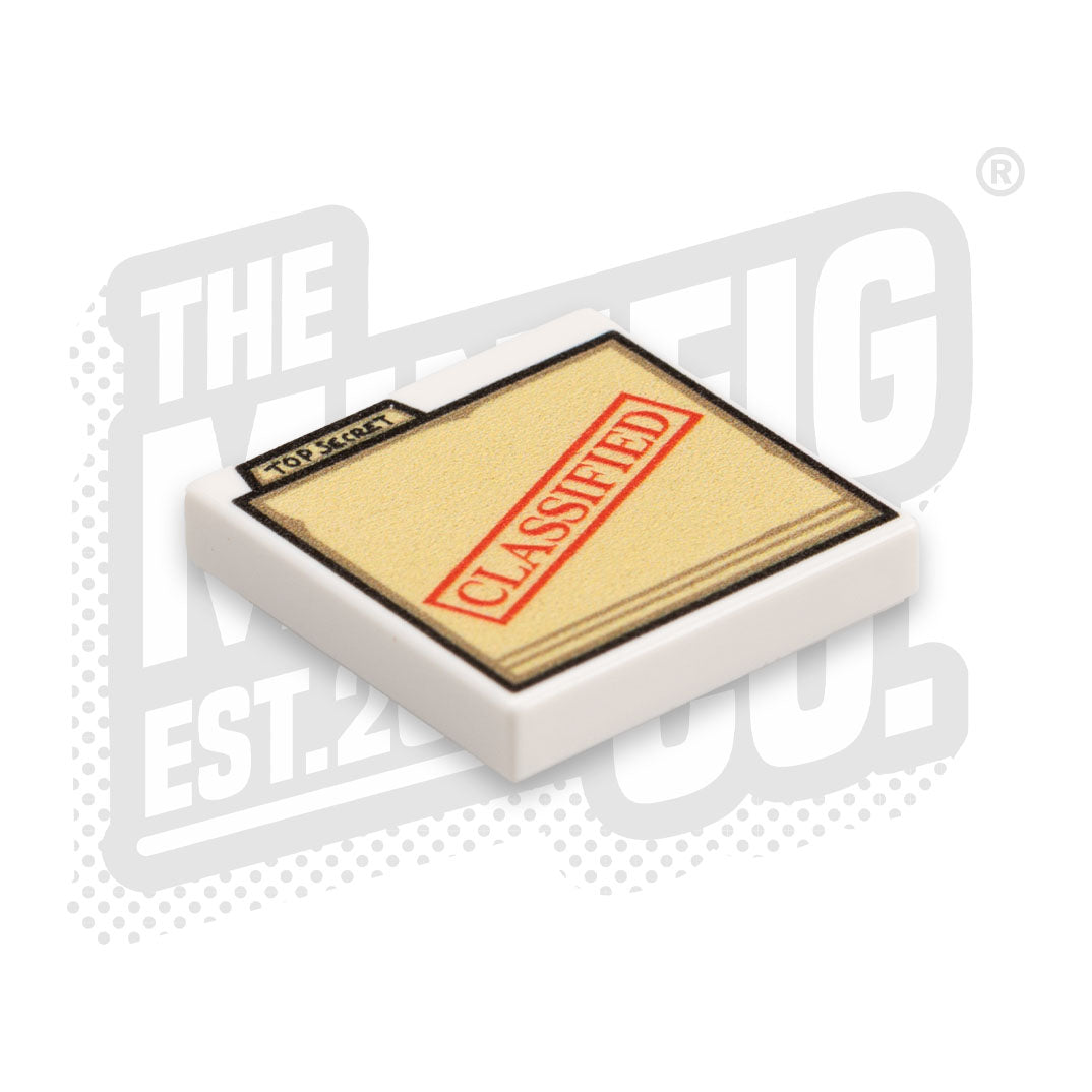 Top Secret Confidential File Folder Tile (2x2 Inch) - Secure Document Storage for Office, Home & School Organization