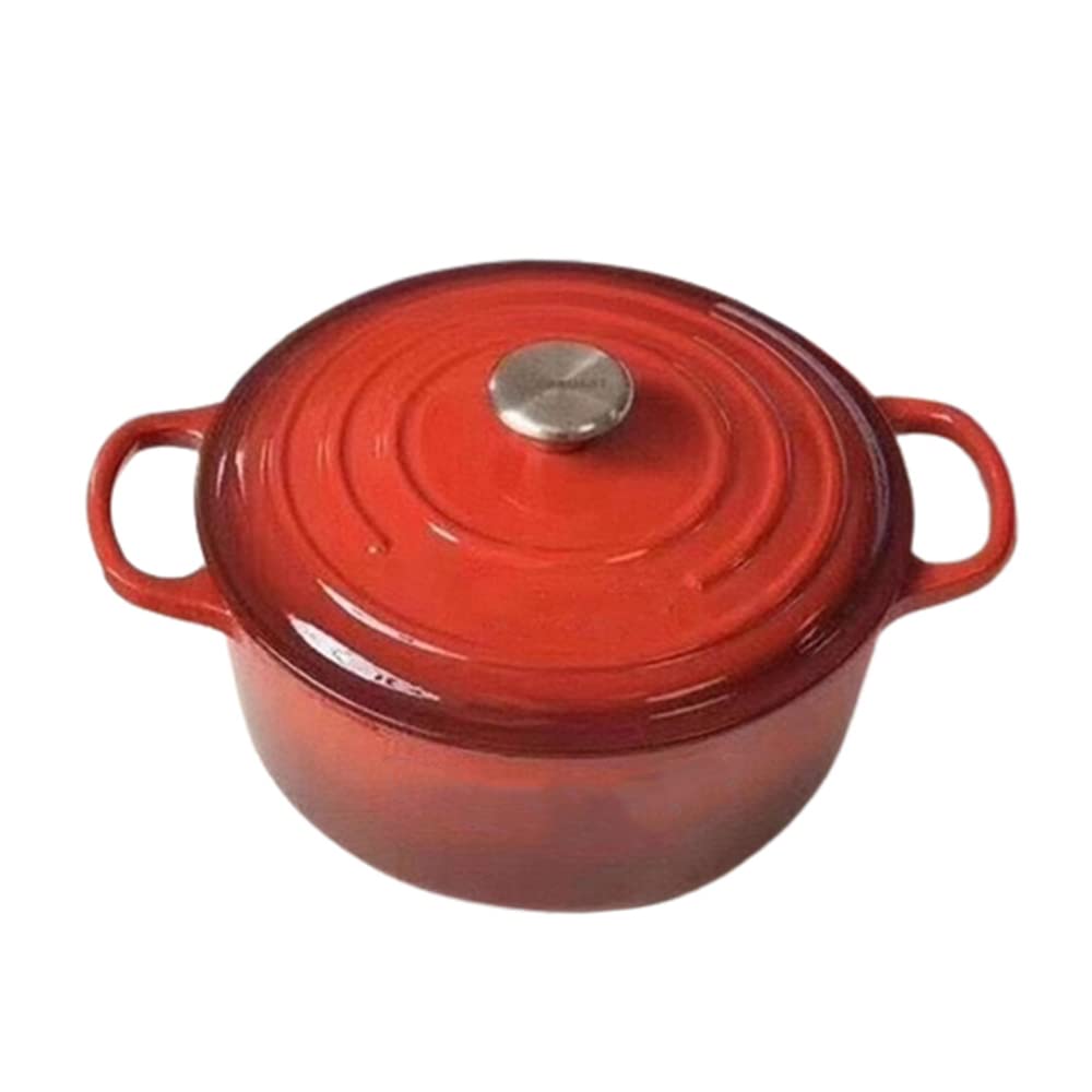 **AIBAB Enameled Cast Iron Dutch Oven – 24cm Red Braising Pan with Non-Stick Coating, Excellent Heat Retention & Sealing, Lightweight & Compatible with All Stovetops – Perfect for Soups, Stews, Baking & Slow Cooking**