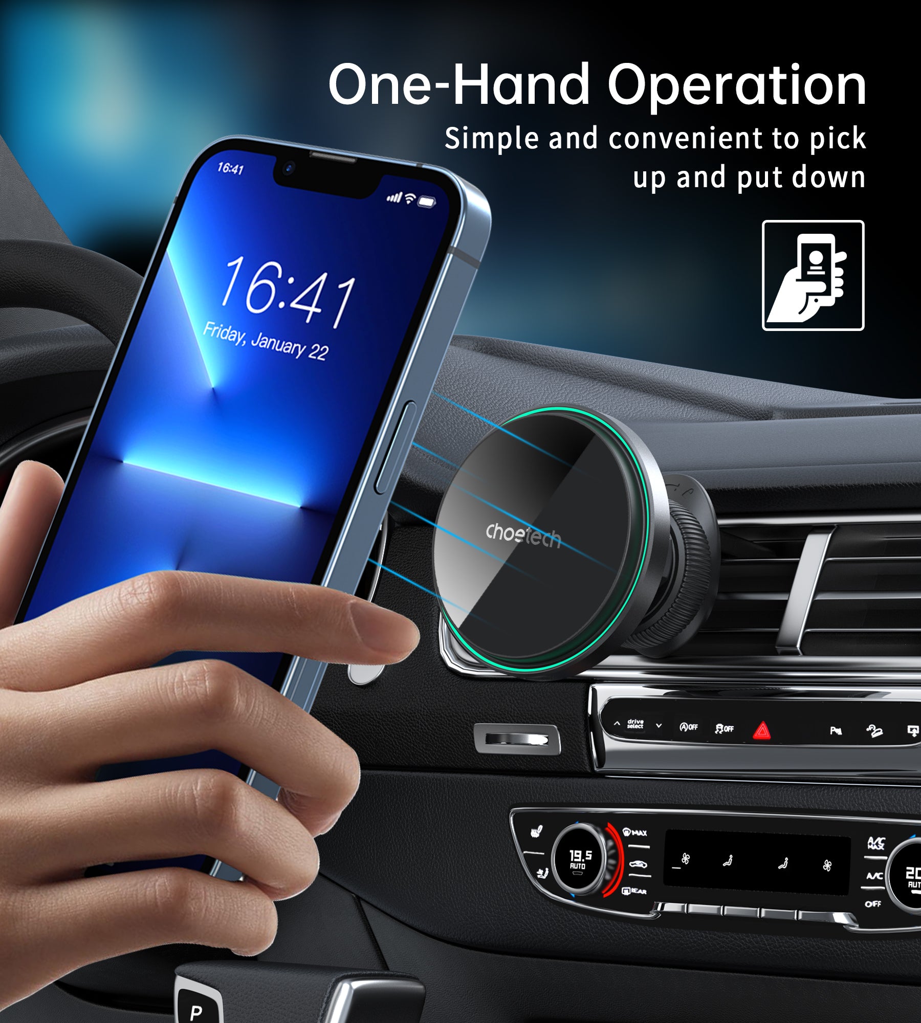 15W Fast Magnetic Qi Wireless Car Charger Holder - Secure Phone Mount for iPhone & Android - Perfect for Commuting & Road Trips
