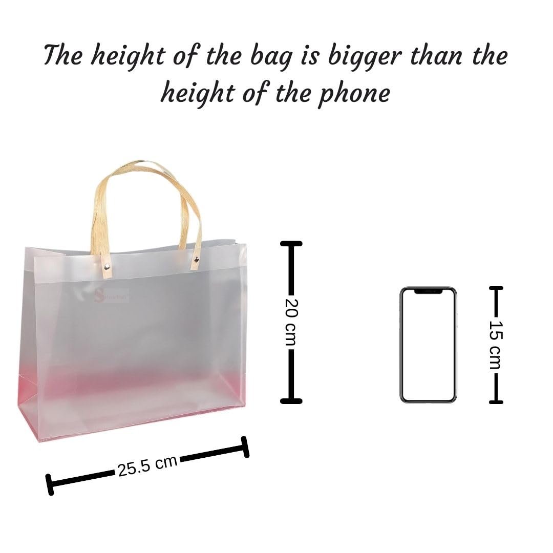 SATYAM KRAFT 4-Pack Translucent PVC Gift Bags (20cm x 25.5cm) - Elegant Party Favor Bags for Birthday, Wedding, Anniversary & Valentine's Day Gifts | Perfect for Shopping, Party Favors & Special Occasions
