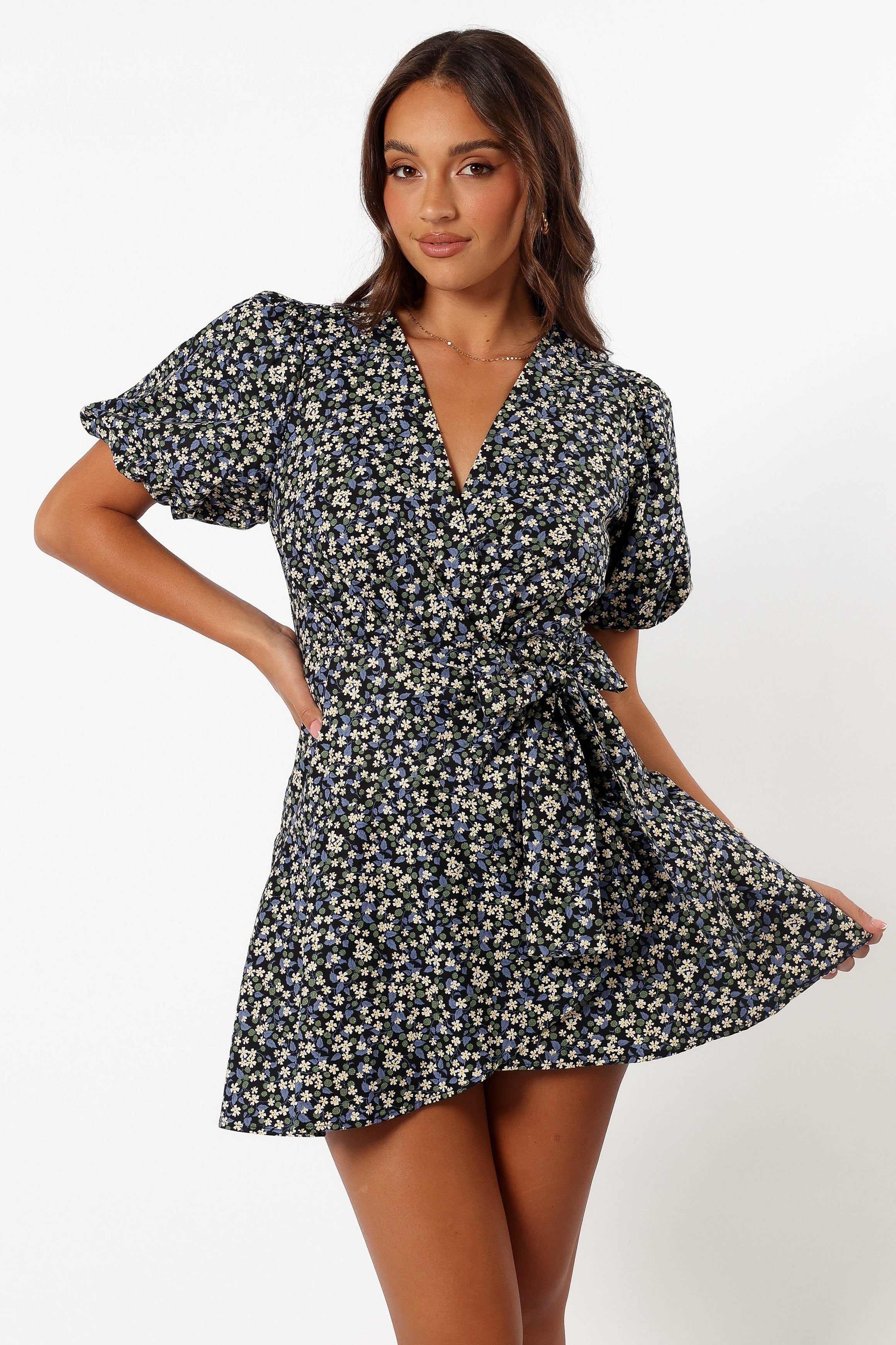 Kenn Wrap Mini Dress - Indigo Vanilla | Flattering Bodycon Style for Women | Perfect for Date Night, Parties & Casual Outings