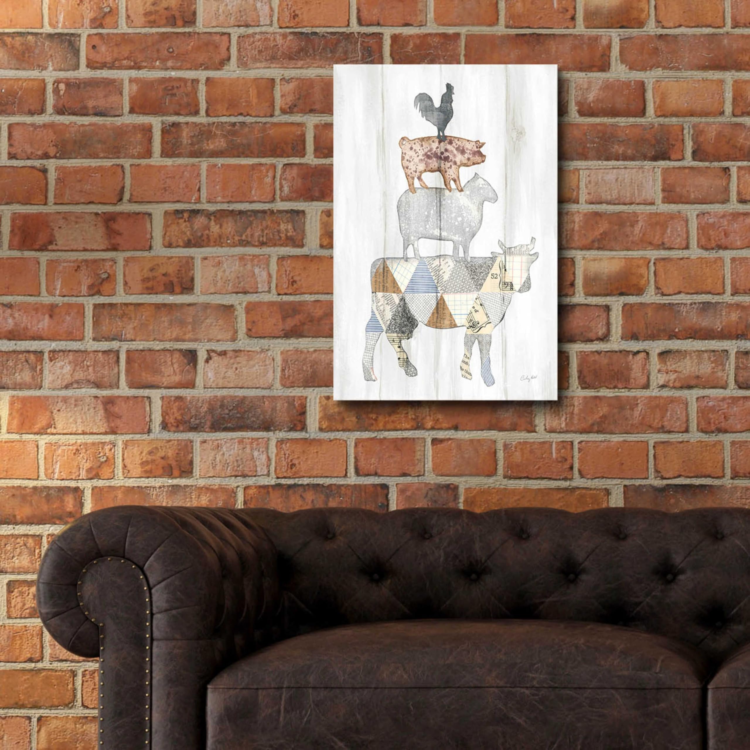 Farm Family I by Courtney Prahl - 16x24 Inch Acrylic Glass Wall Art Painting, Modern Home Decor for Living Room, Bedroom & Office