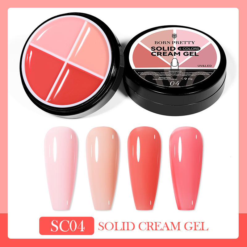 Born Pretty 4-in-1 Solid Cream Gel Nail Polish Set - Long Lasting, Chip Resistant, Salon Quality Nail Colors for Manicure & Pedicure at Home or Professional Use