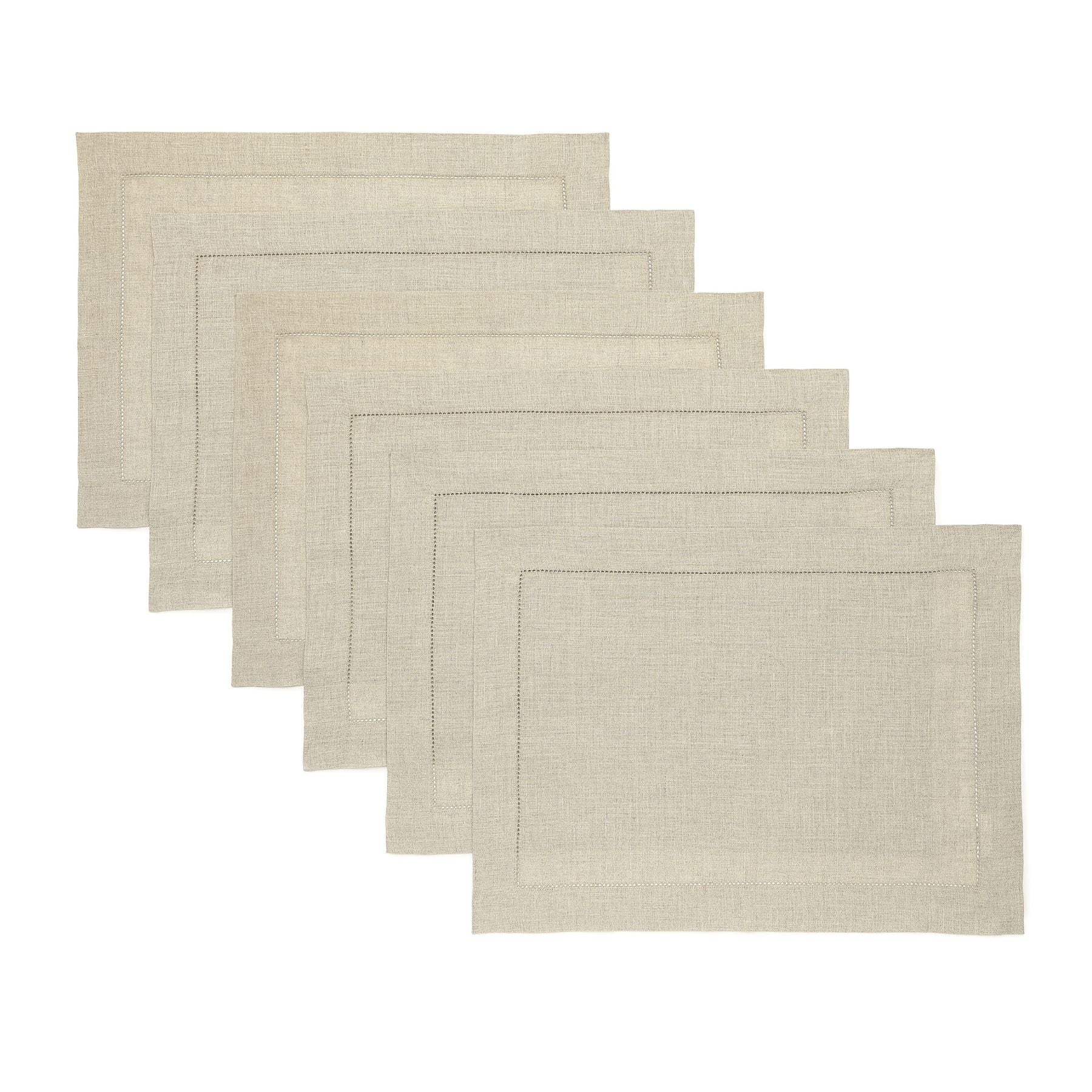 Elegant Classic Hemstitch Placemats Set of 4 - Premium Linen Table Mats for Dining Room Decor, Wedding & Holiday Table Setting - Perfect for Formal Dinner Parties & Home Decor