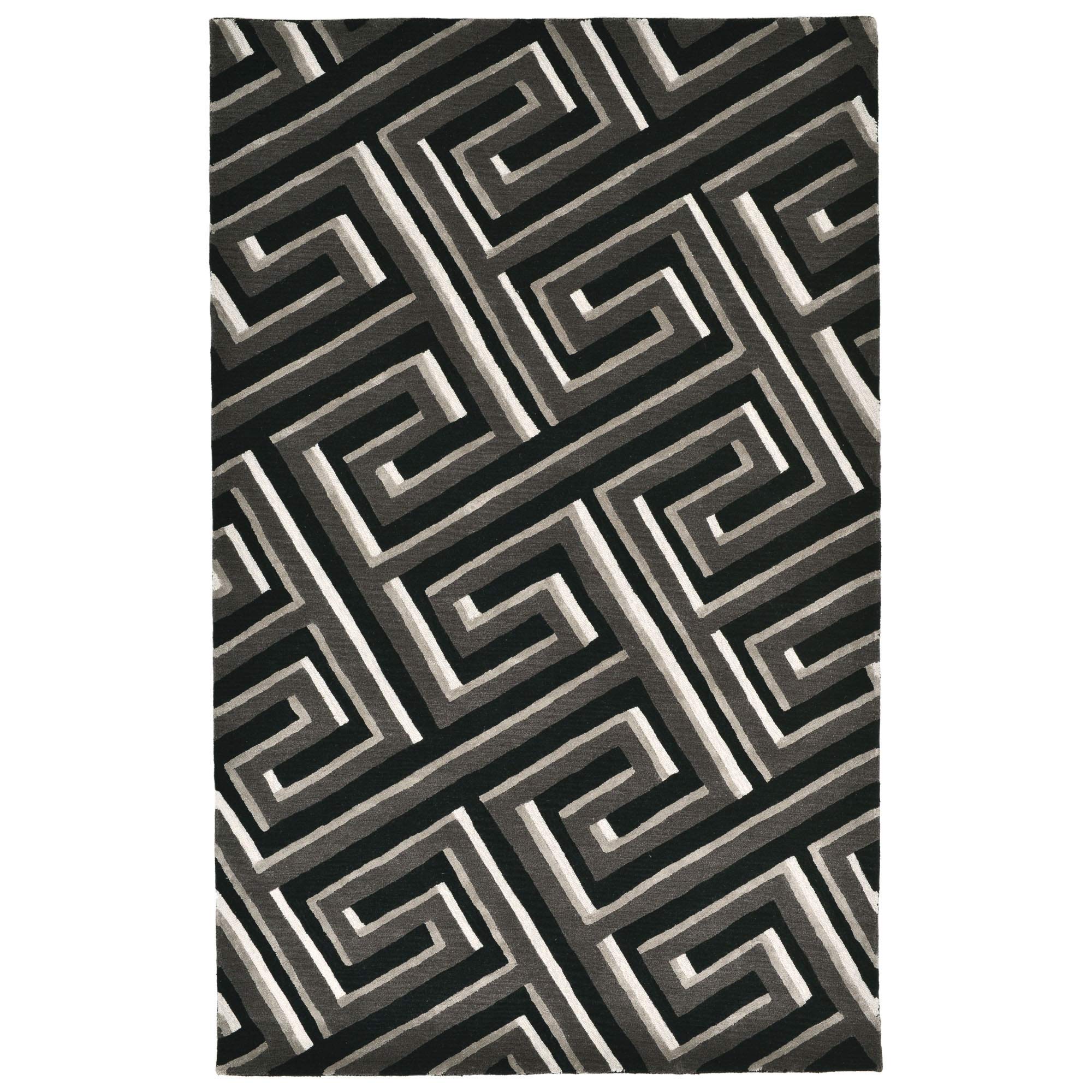 Liora Manne Roma Area Rug - 5' x 8' Maze Grey Modern Geometric Rug for Living Room, Bedroom & Office | Soft Non-Slip Jute Backing