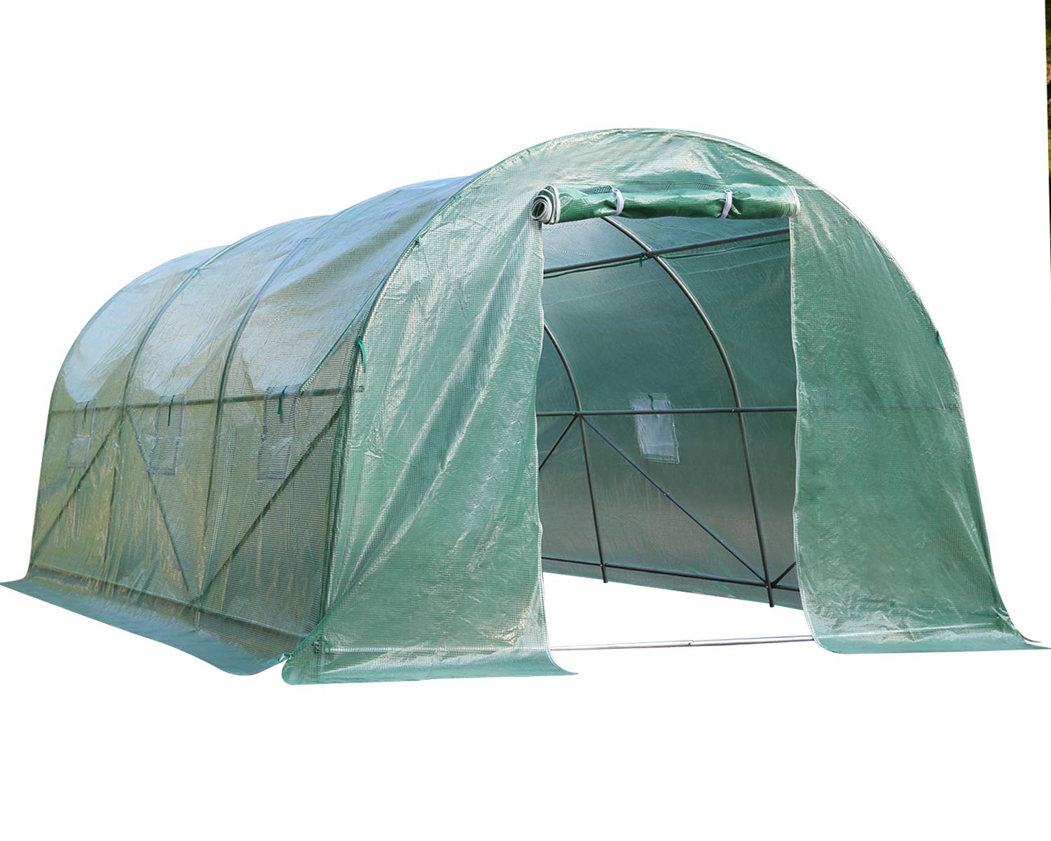 15' x 7' x 7' Walk-in Steel Greenhouse Kit with Plant Shelves - Durable Outdoor Garden Greenhouse for Patio, Backyard & Gardening Enthusiasts - Perfect for Growing Vegetables, Herbs & Flowers Year-Round