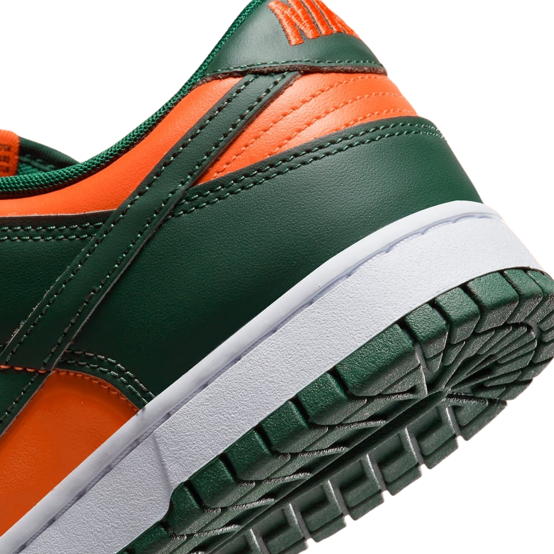 Nike Dunk Low Retro Miami Hurricanes Sneakers - Dark Green, Team Orange & White Colorway - Perfect for Basketball, Streetwear & Casual Outfits
