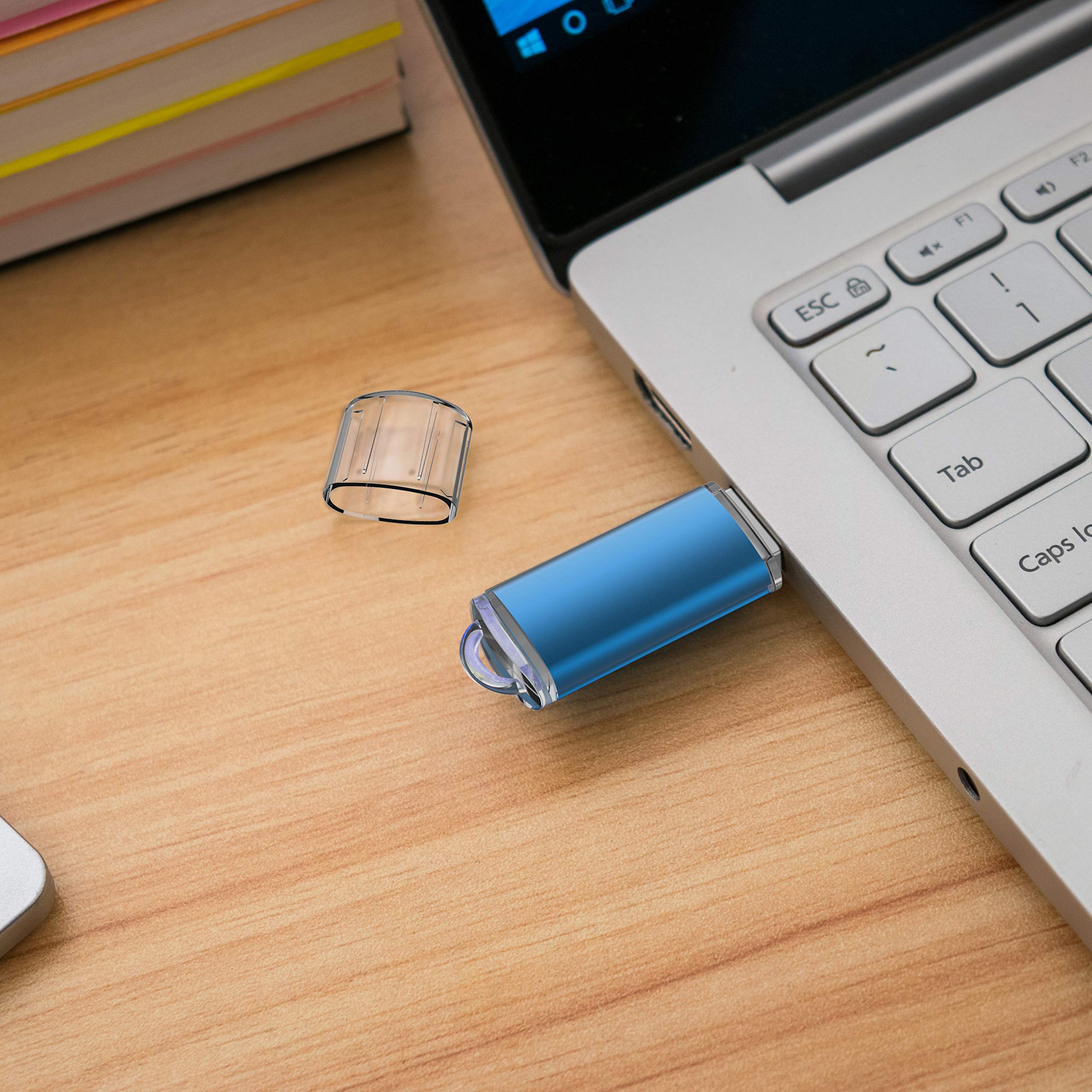 KEXIN 50 Pack 16GB USB Flash Drives - Blue Retractable USB 2.0 Memory Sticks with 30MB/s Speed for Windows/Mac/Linux - Perfect for Data Storage, File Transfer & School/Office Use