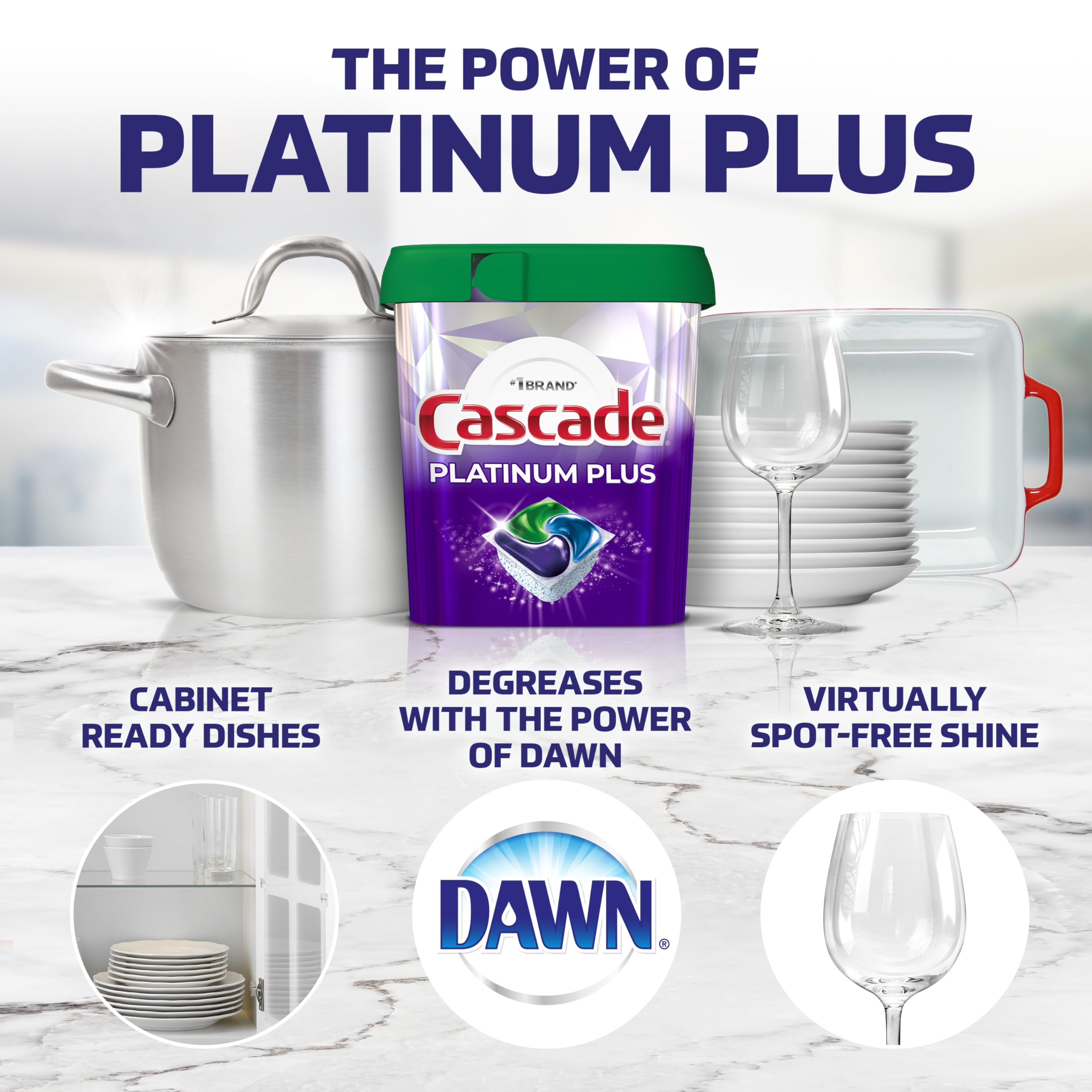 Cascade Platinum Plus ActionPacs Dishwasher Detergent Pods - 52 Count | Powerful Cleaning for Tough Stains | Fresh Mountain Scent | Perfect for Daily Dishwashing & Hard Water Areas