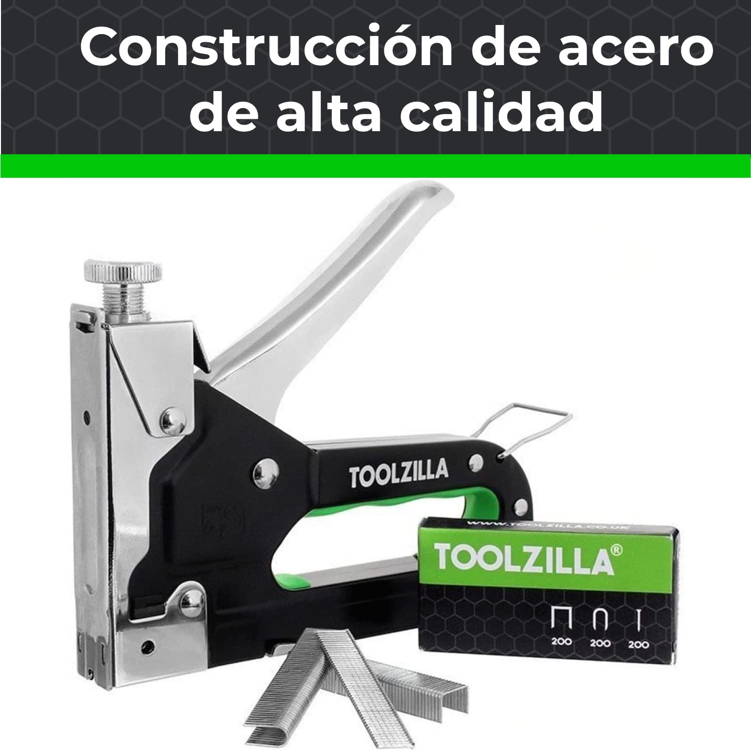 TOOLZILLA® Heavy Duty Staple Gun Kit with 1000 Staples - Professional Staple Gun for Wood, Fabric, Upholstery, Carpentry, DIY Projects & Home Office Use