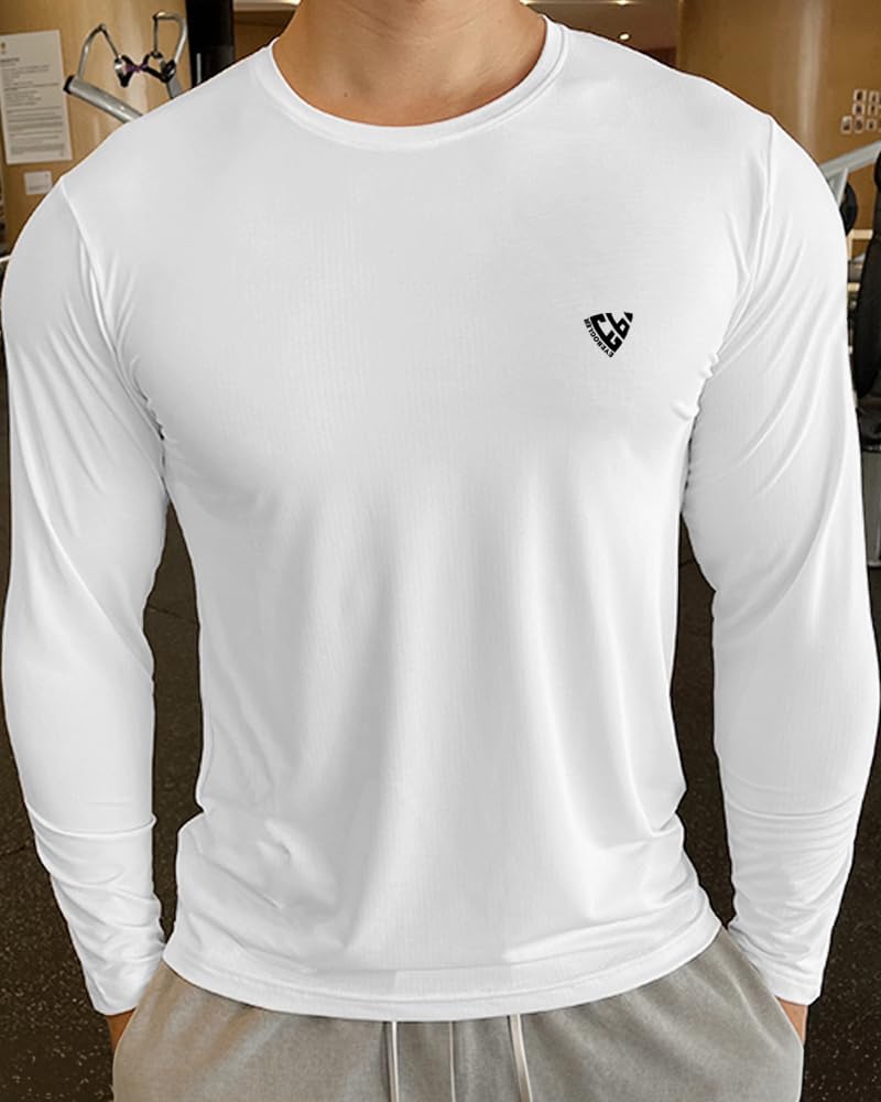 EYEBOGLER Men's Round Neck Full Sleeve Active T-Shirt | Breathable Regular Fit Cotton Tee for Gym, Running & Casual Wear