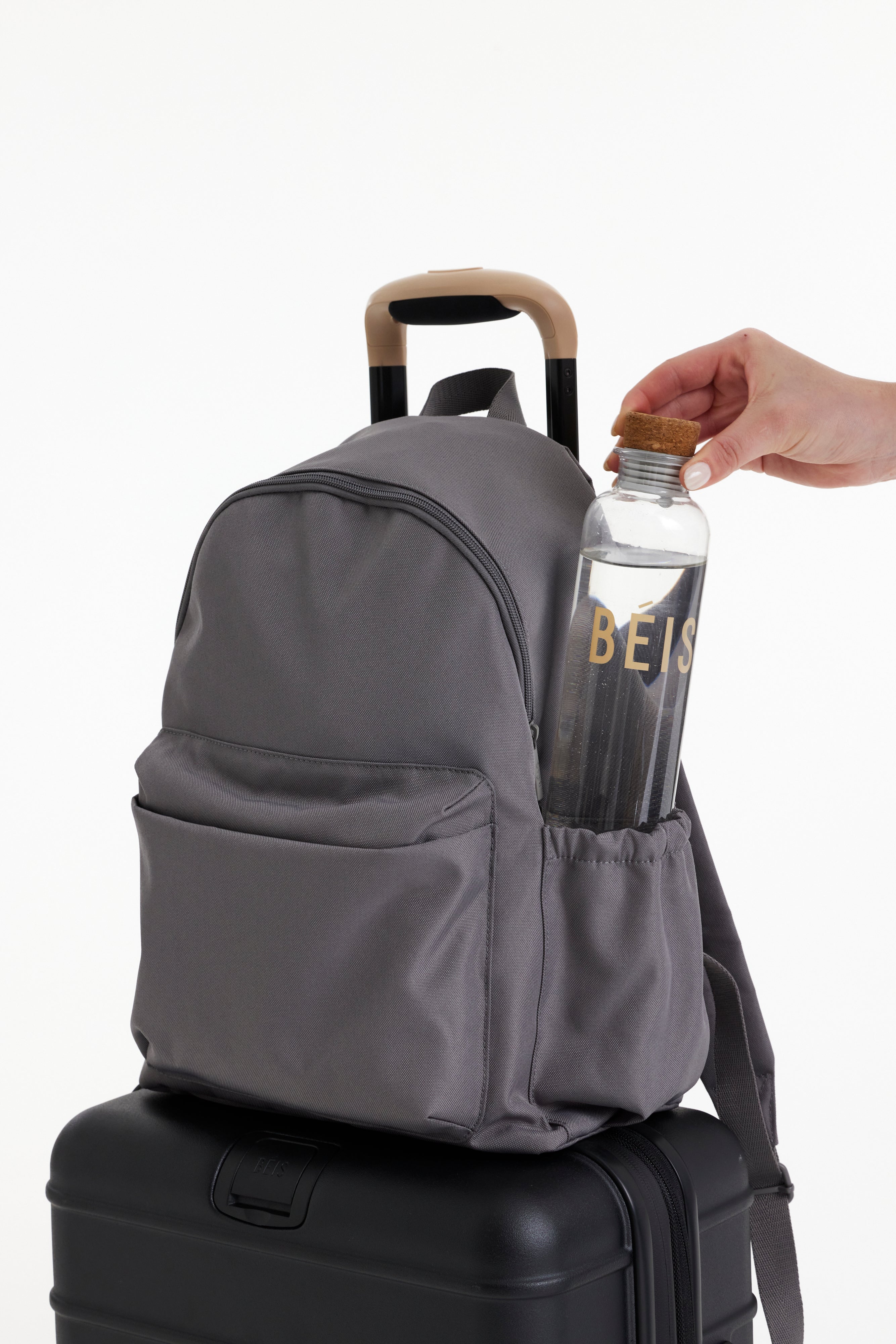The BÉISics Backpack - Stylish Grey Laptop Backpack for Women & Men | Water-Resistant Travel Backpack for Work, School & Commuting